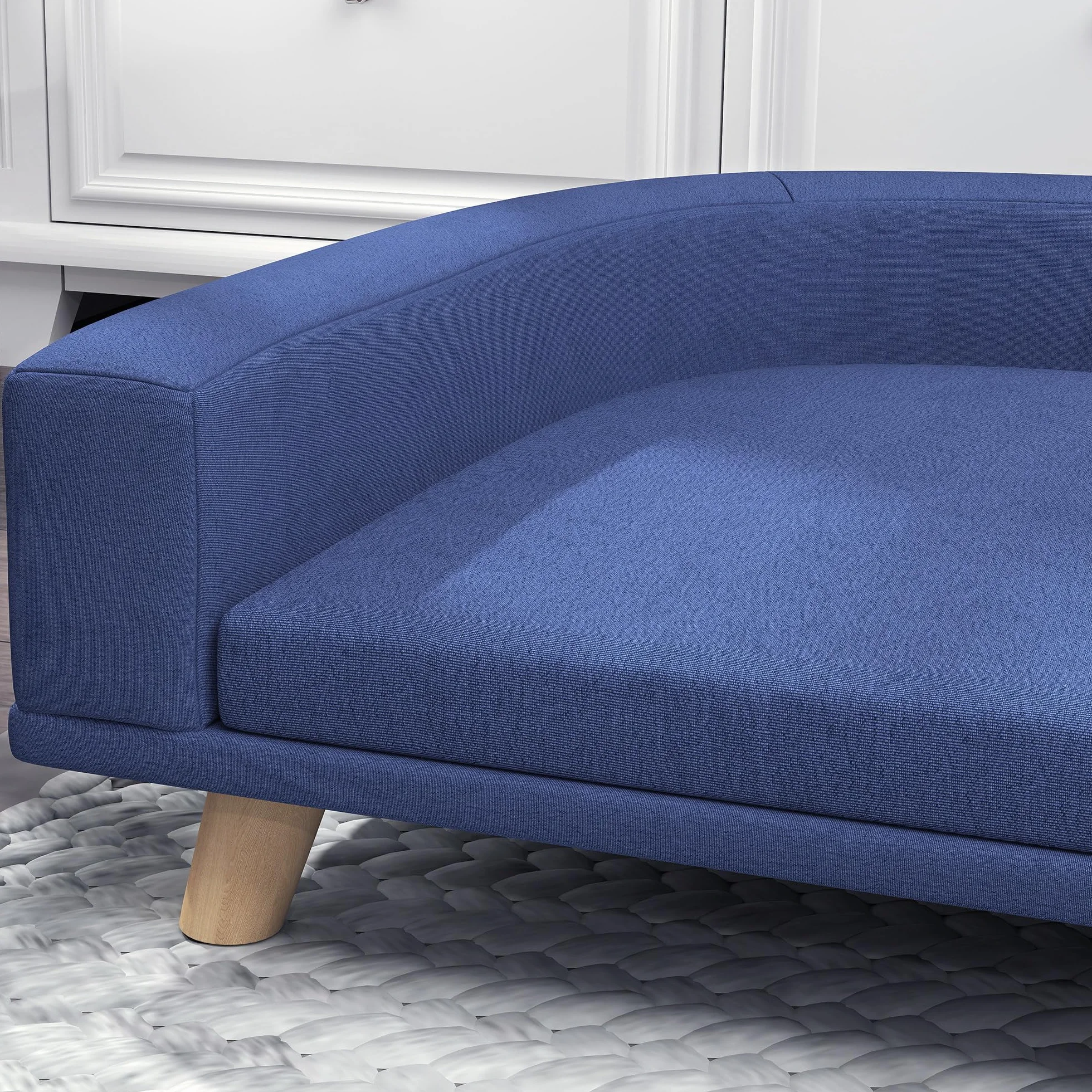 PawHut Canapé Chien Lit pour Chien avec Coussin Déhoussable Housse Lavable Design Scandinave Tissu Polyester Pieds Bois 98 x 67 x 25 cm Bleu
