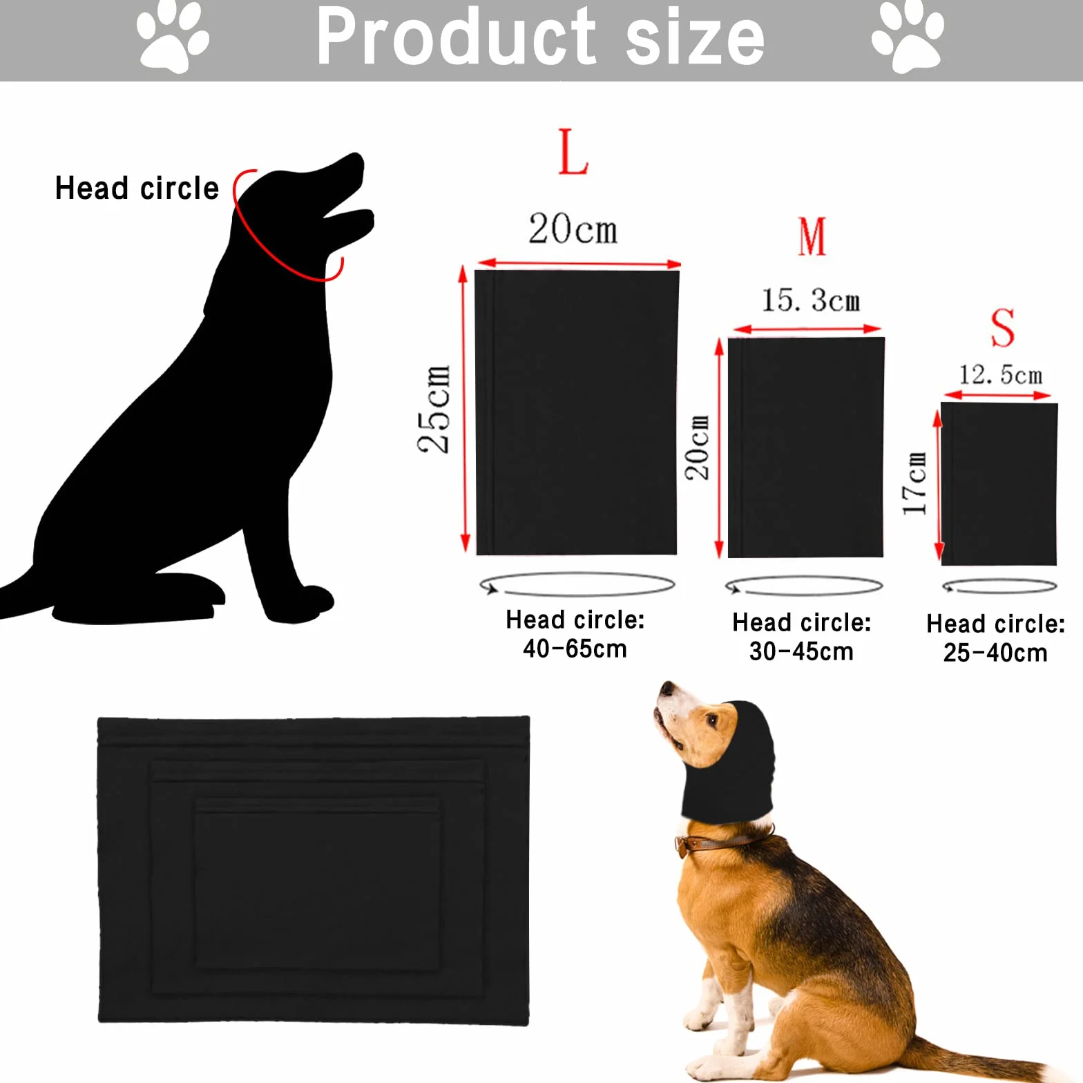 Cache-Oreilles pour Chien et Chat Noir M Protection Auditive Anti-Bruit