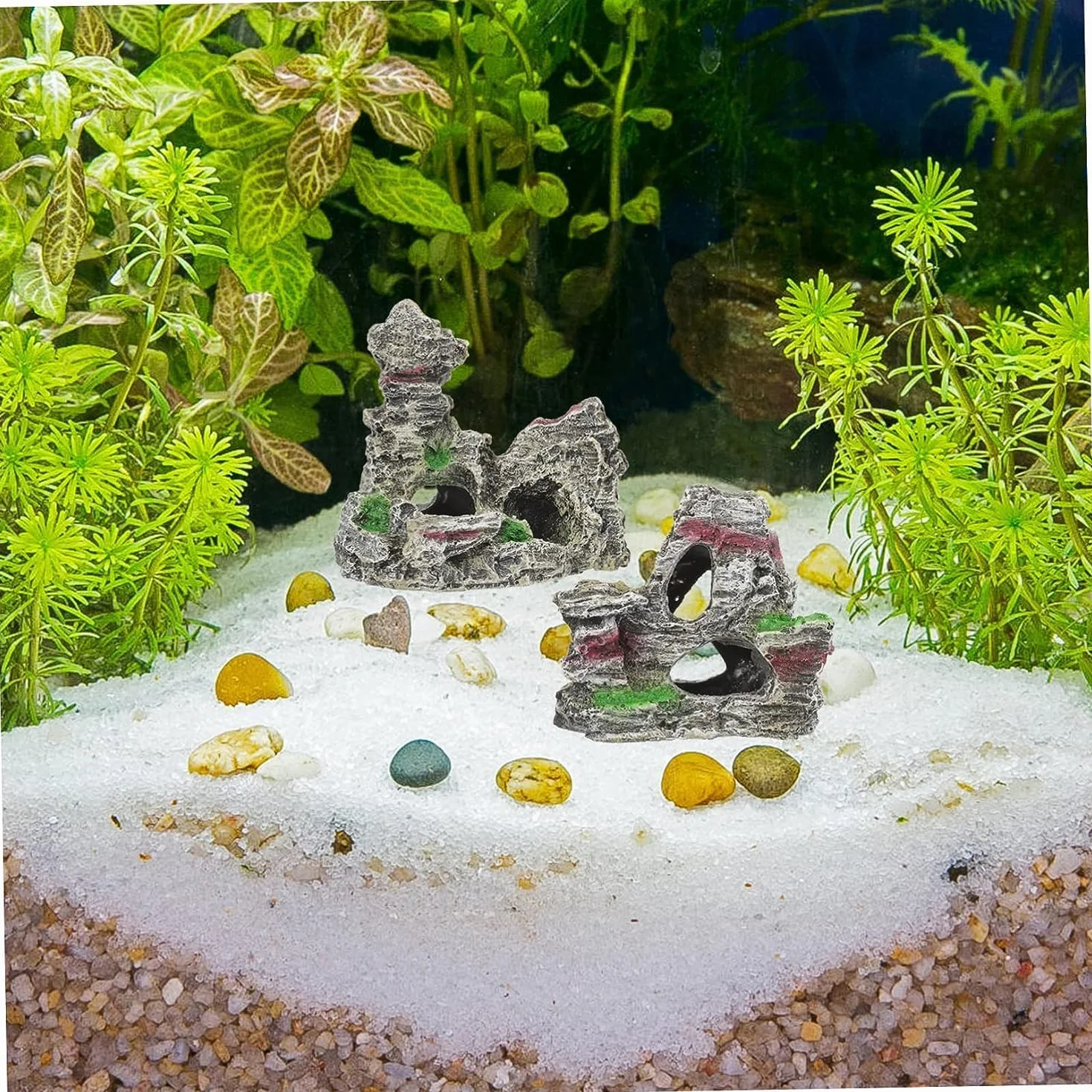 Grotte en résine pour aquarium, décoration de piscine de poisson 11 x 9 x 11 cm