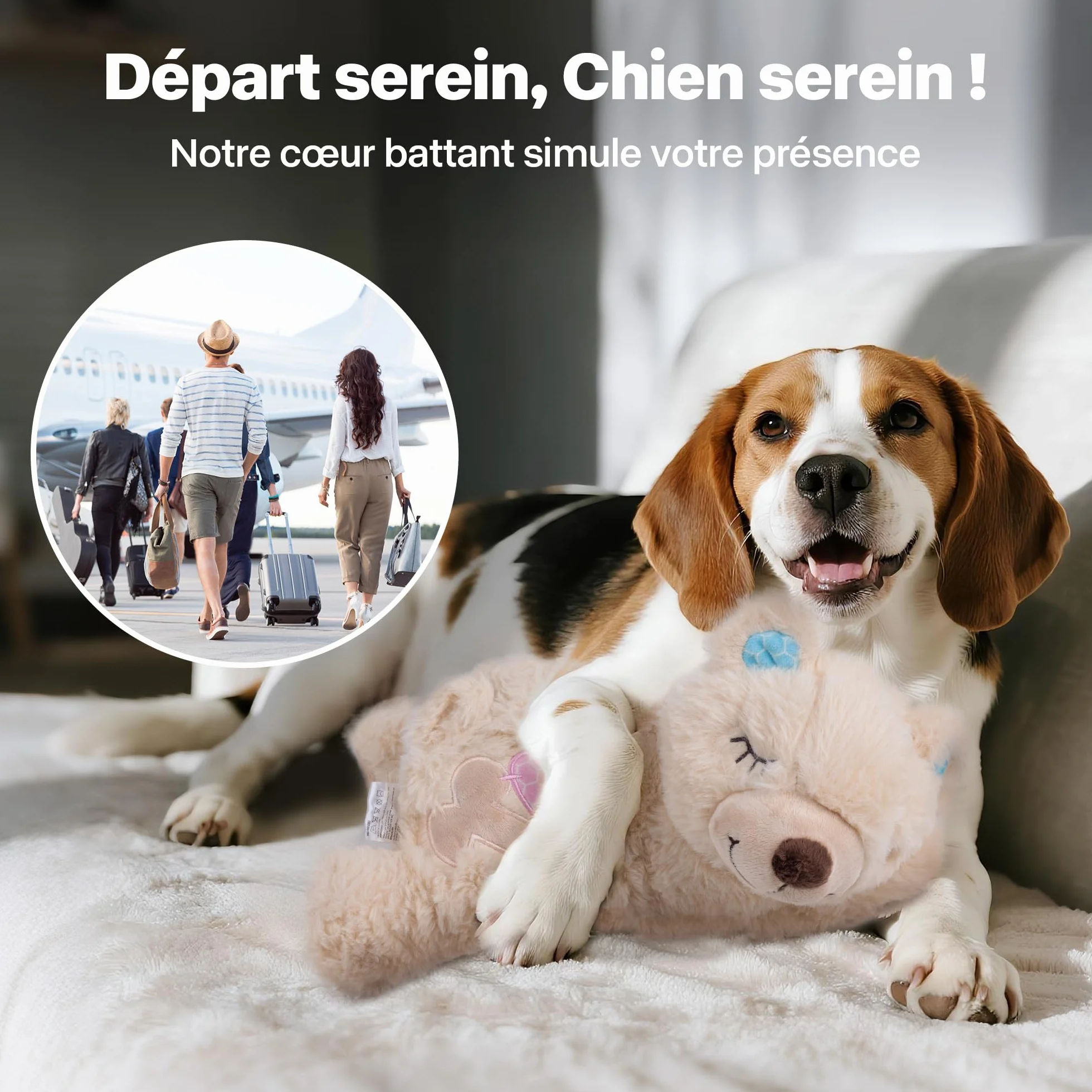 Pet Prime Peluche Apaisante pour Chien avec Battement de Cœur & Sac Chauffant Anti-Stress