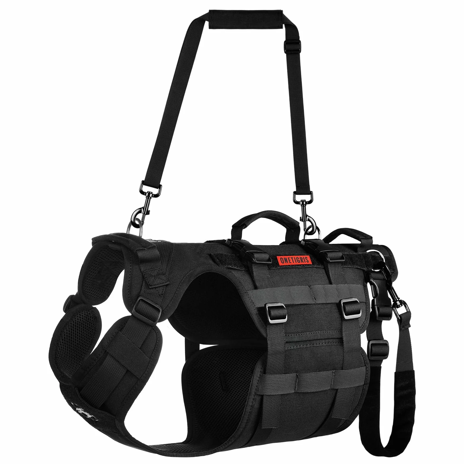 OneTigris Invictus Harnais de Levage pour Chien handicapé, Sangle réglable, 3 poignées, Leggings arrière Amovibles - Noir S