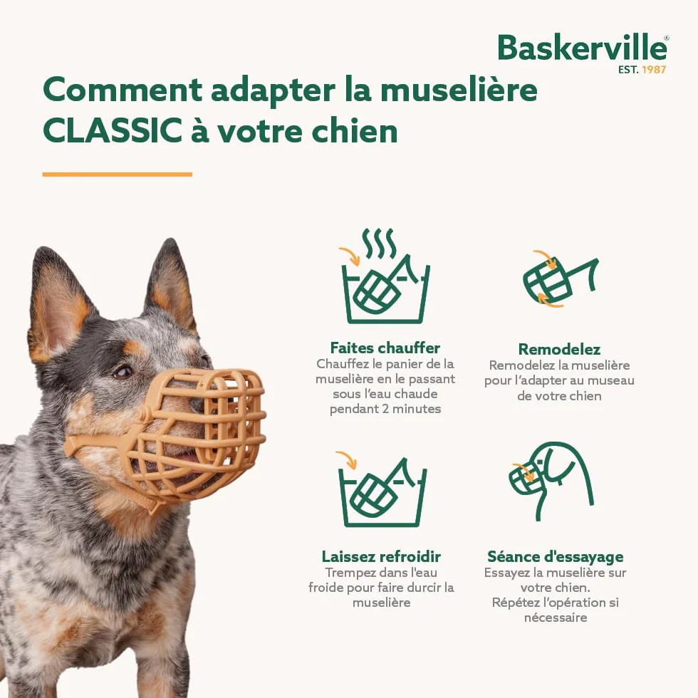 MUSELIÈRE PANIER BASKERVILLE CLASSIC - Laisse le chien boire/haleter, l’empêche de mordre/faire les poubelles, idéal pour les chiens à long museau, respirante, pour les grands chiens (Taille 10)