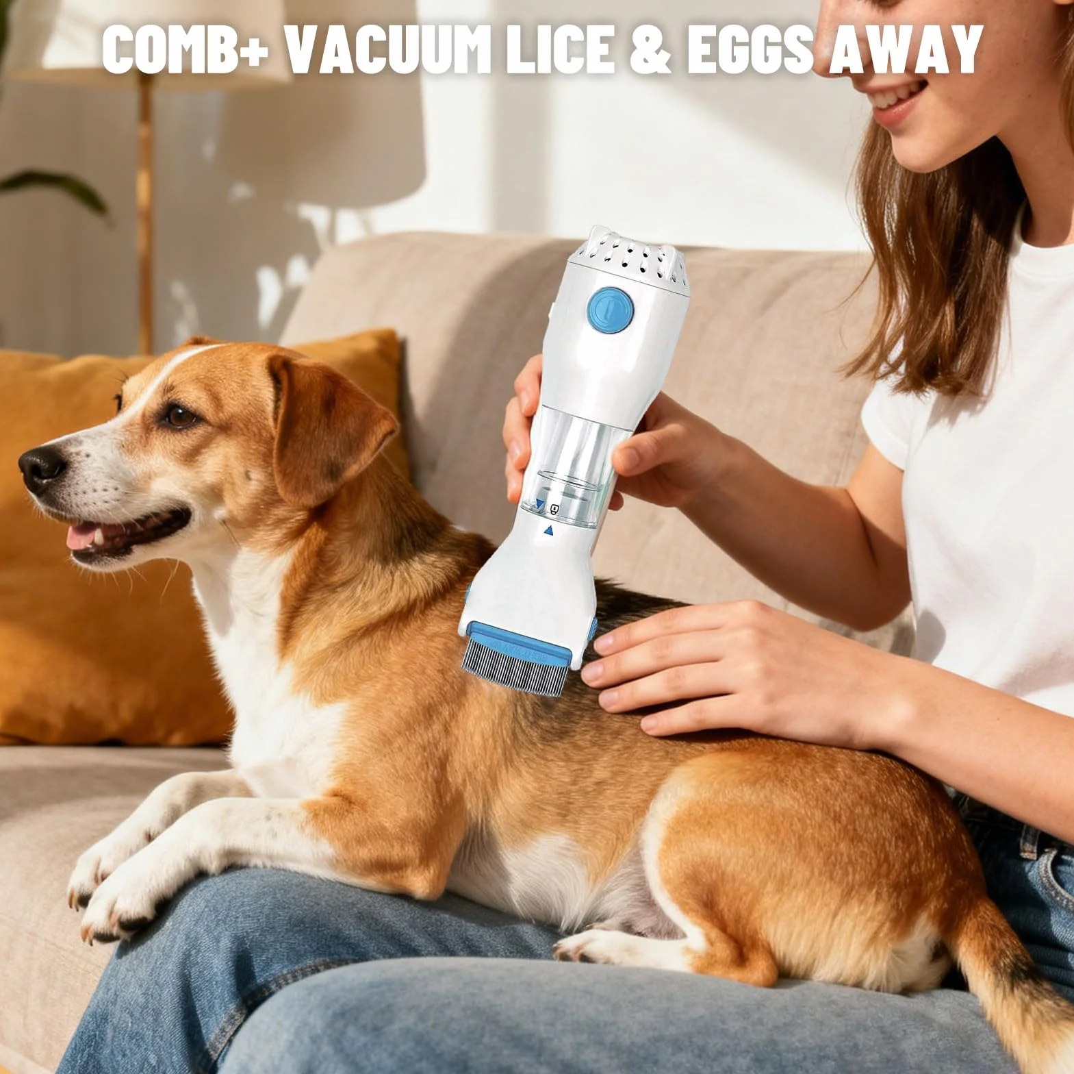 Peigne à puces électrique pour chien avec 3 sacs filtrants pour chiens et chats, anti-puces et tiques