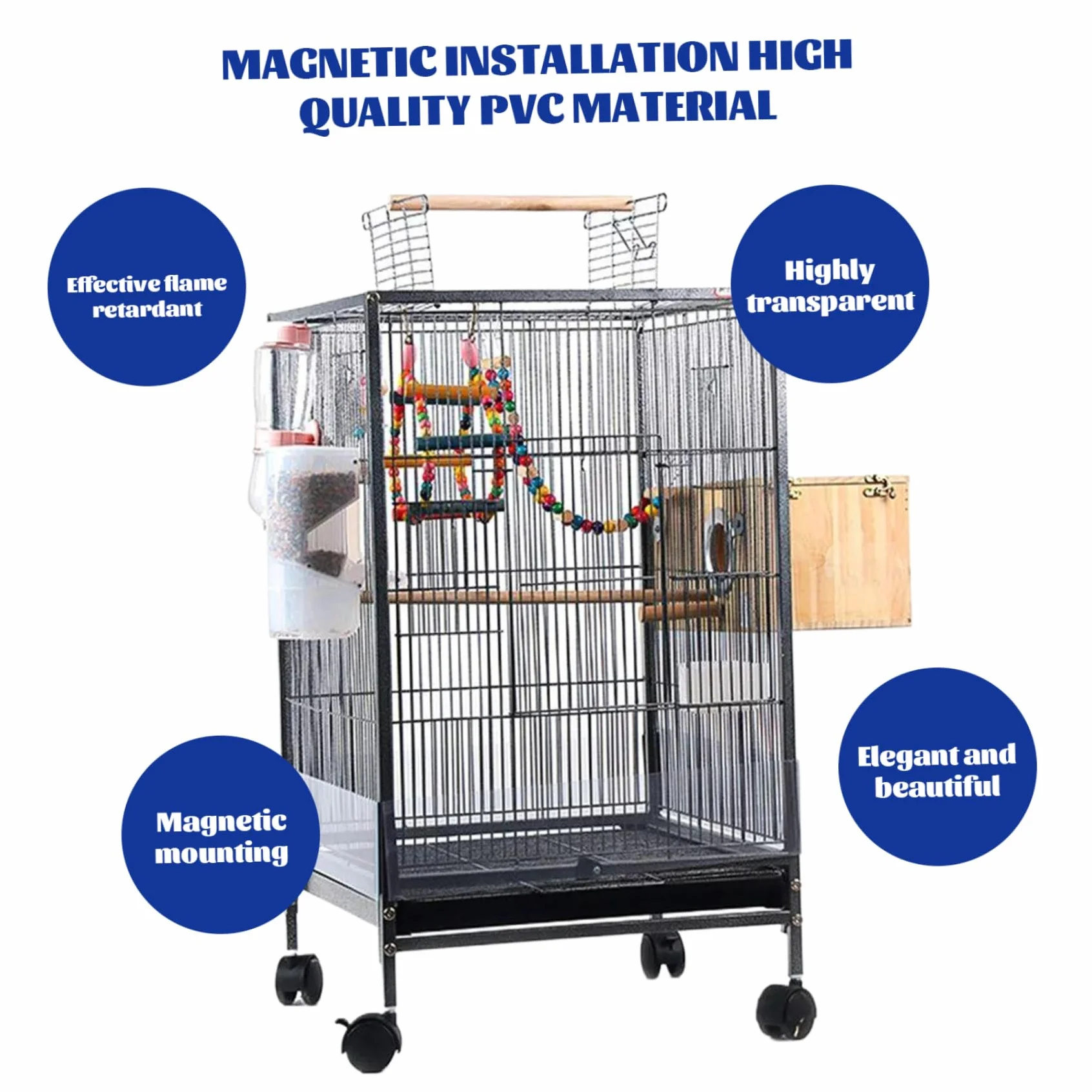 Cage d'oiseau Garde-Graines PVC Transparent 4pcs sans mâchage pour Perroquet