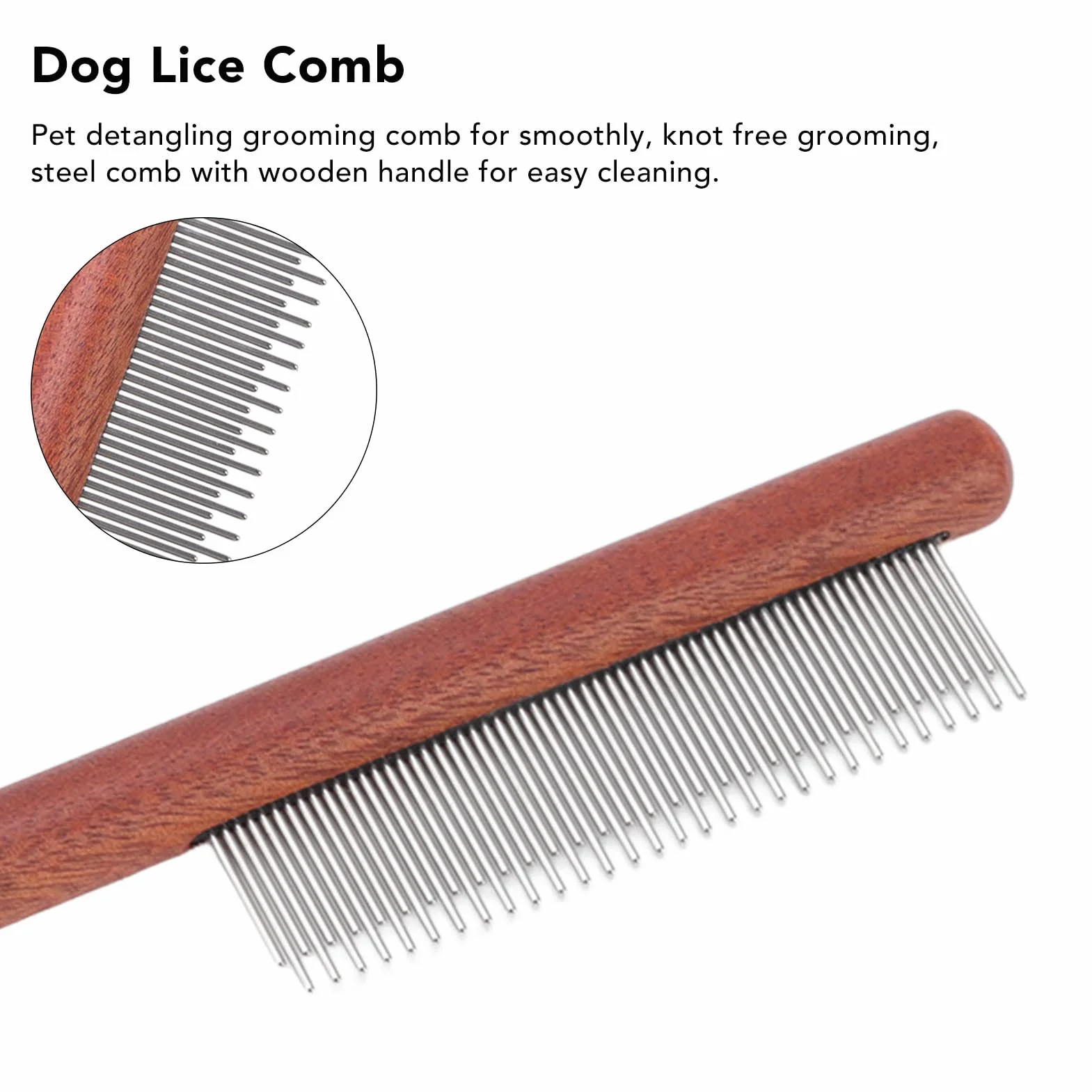Peigne Anti-puces Acier Inoxydable 2 en 1 pour Animaux de Compagnie Chiens à Poils Longs
