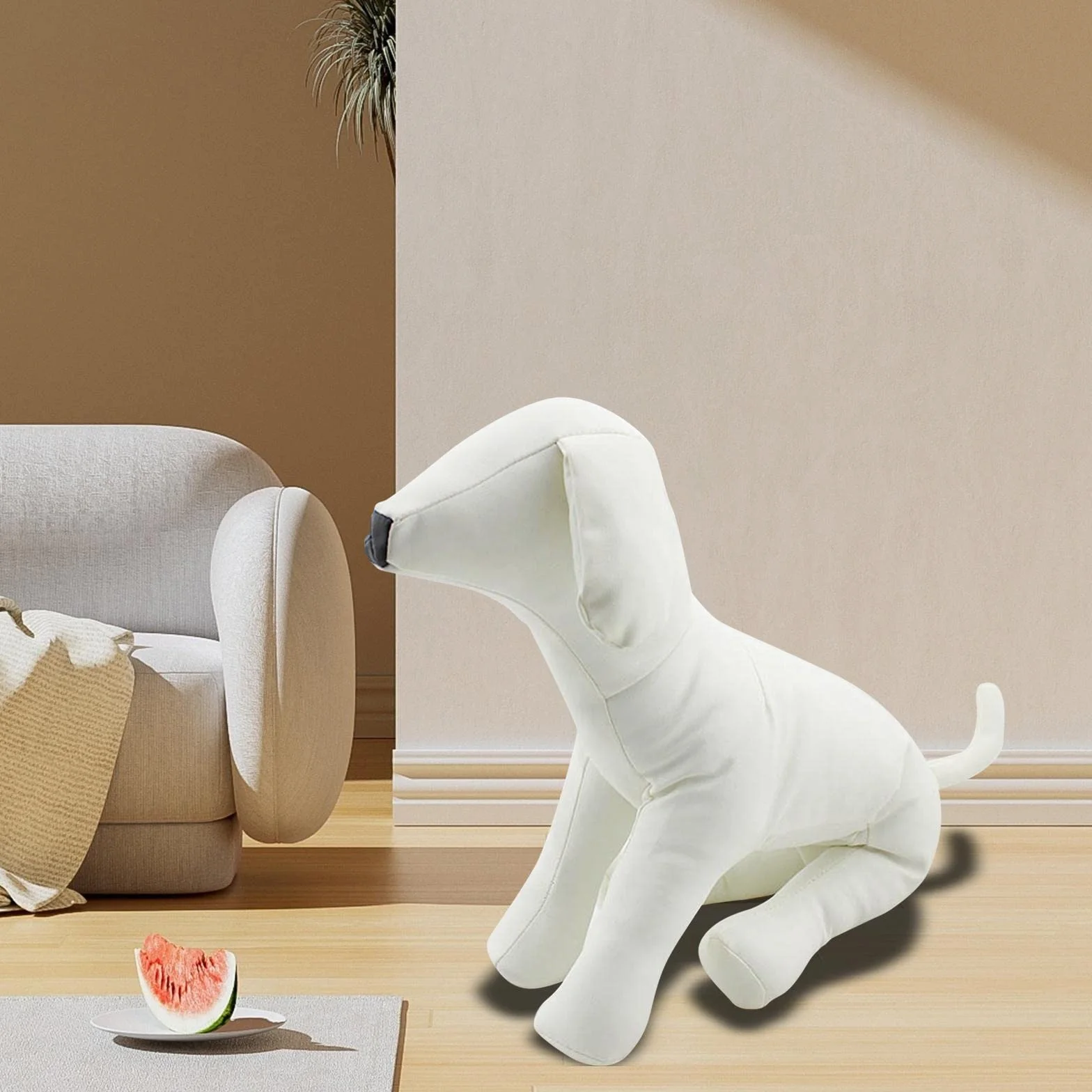 Mannequins pour Chiens en PU Taille L Blanc Assis pour Exposer des Vêtements
