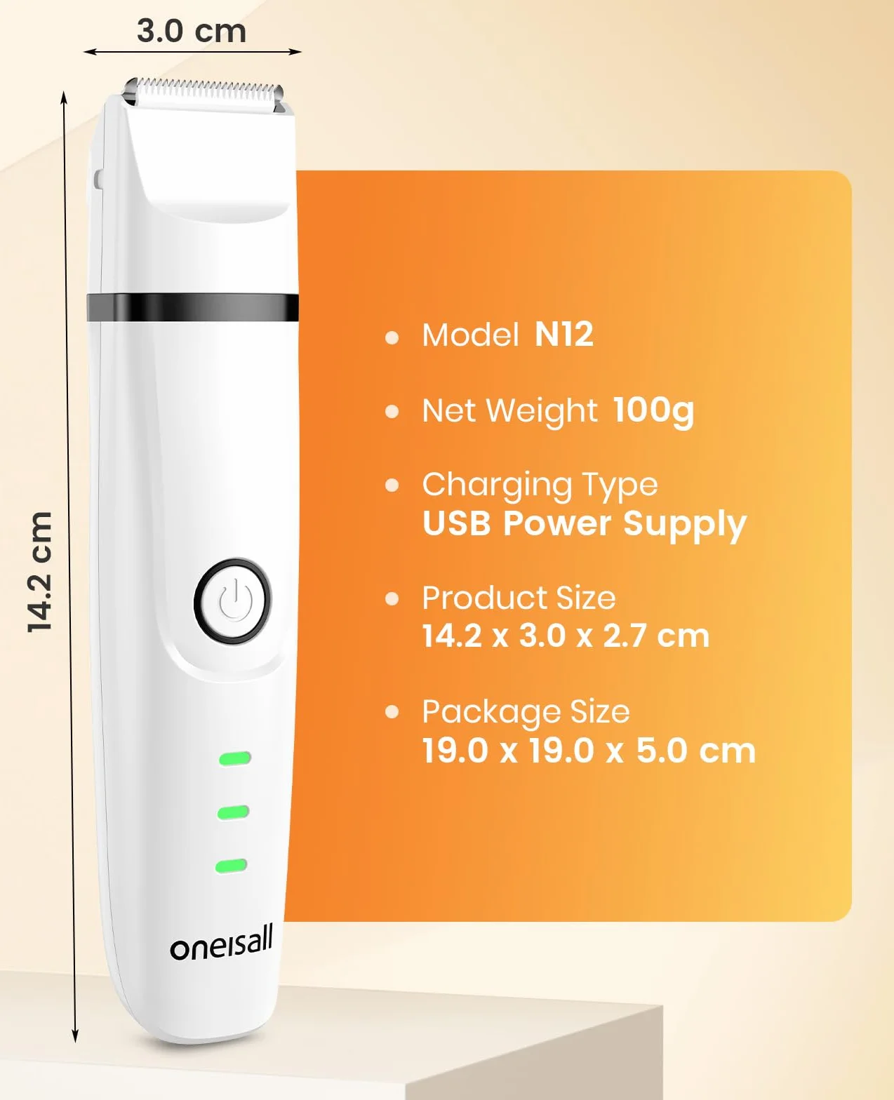 oneisall Tondeuse silencieuse 3 en 1 pour chien et chat - Dingleberry (blanc)