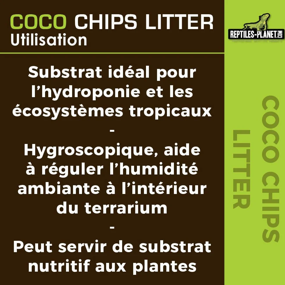 Reptiles Planet - Coco Chips - Substrat en Eclats de Coco pour Terrarium - 18 Litres
