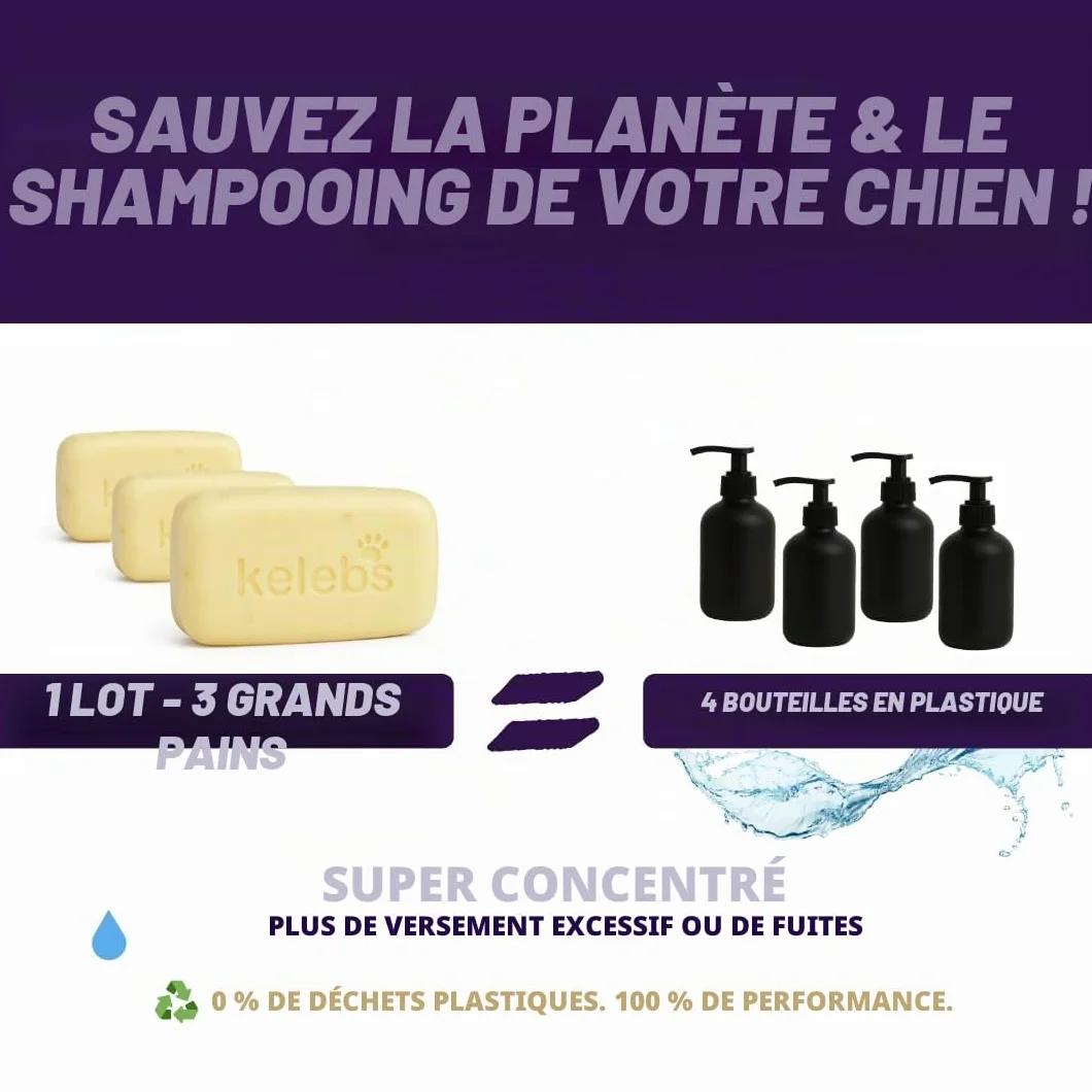 Kelebs Shampoing Chien et Chiot Naturel Anti Démangeaisons Anti Puces Anti Stress a la Lavande Huiles Essentielles Aux Flocons D'Avoine Bio Peau Sensible Anti Odeurs Biodegradable 3 Pieces