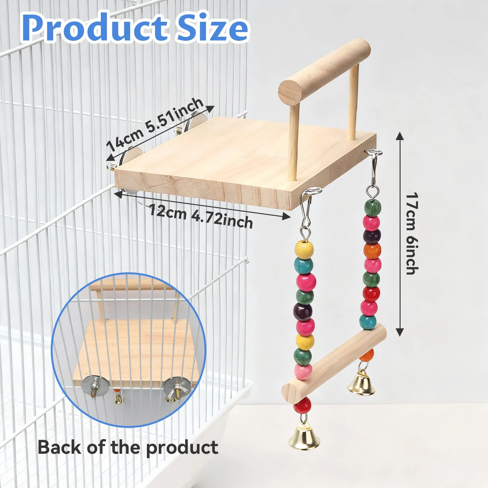 Perchoir Perroquet en Bois ZhouWei, Jouet Oiseaux avec Balançoire pour Cage, Accessoire Calopsittes Inséparables Canaris