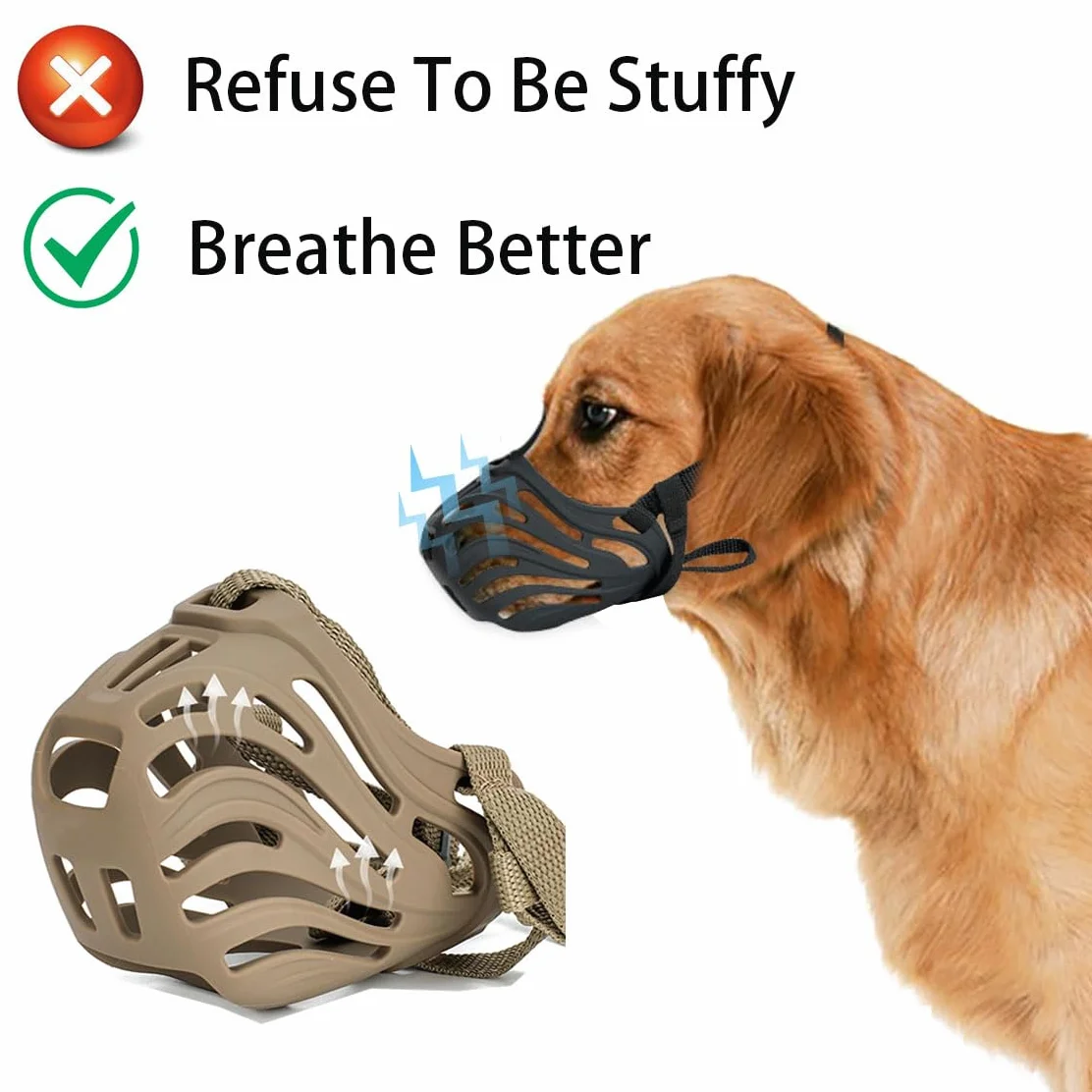 Muselière en silicone pour chiens petite, moyenne et grande taille empêche les morsures, la mastication et les aboiements (noir, taille M)