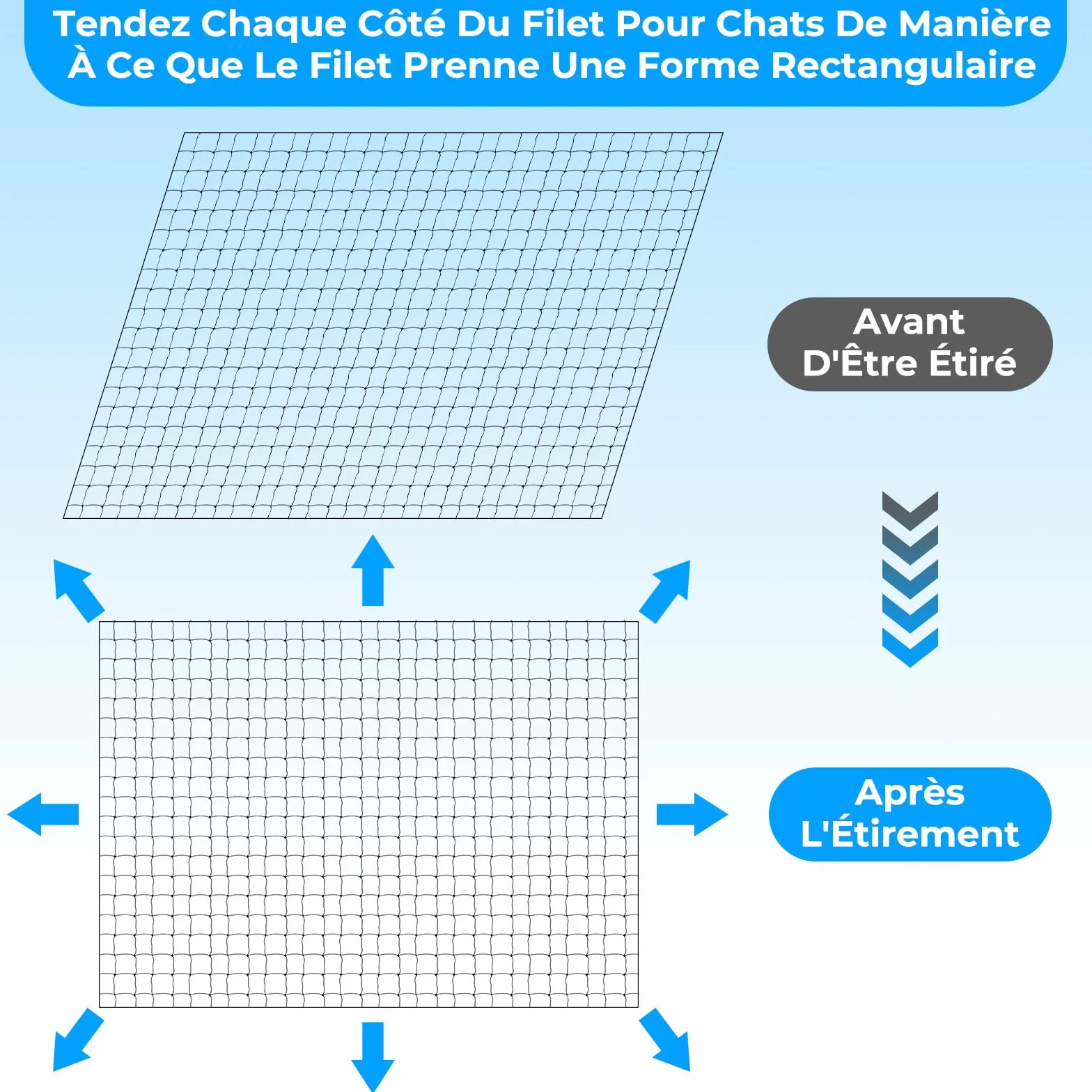 Filet de Balcon renforcé en Fil d'acier, Protection Chat, Résistant UV, 2x3m