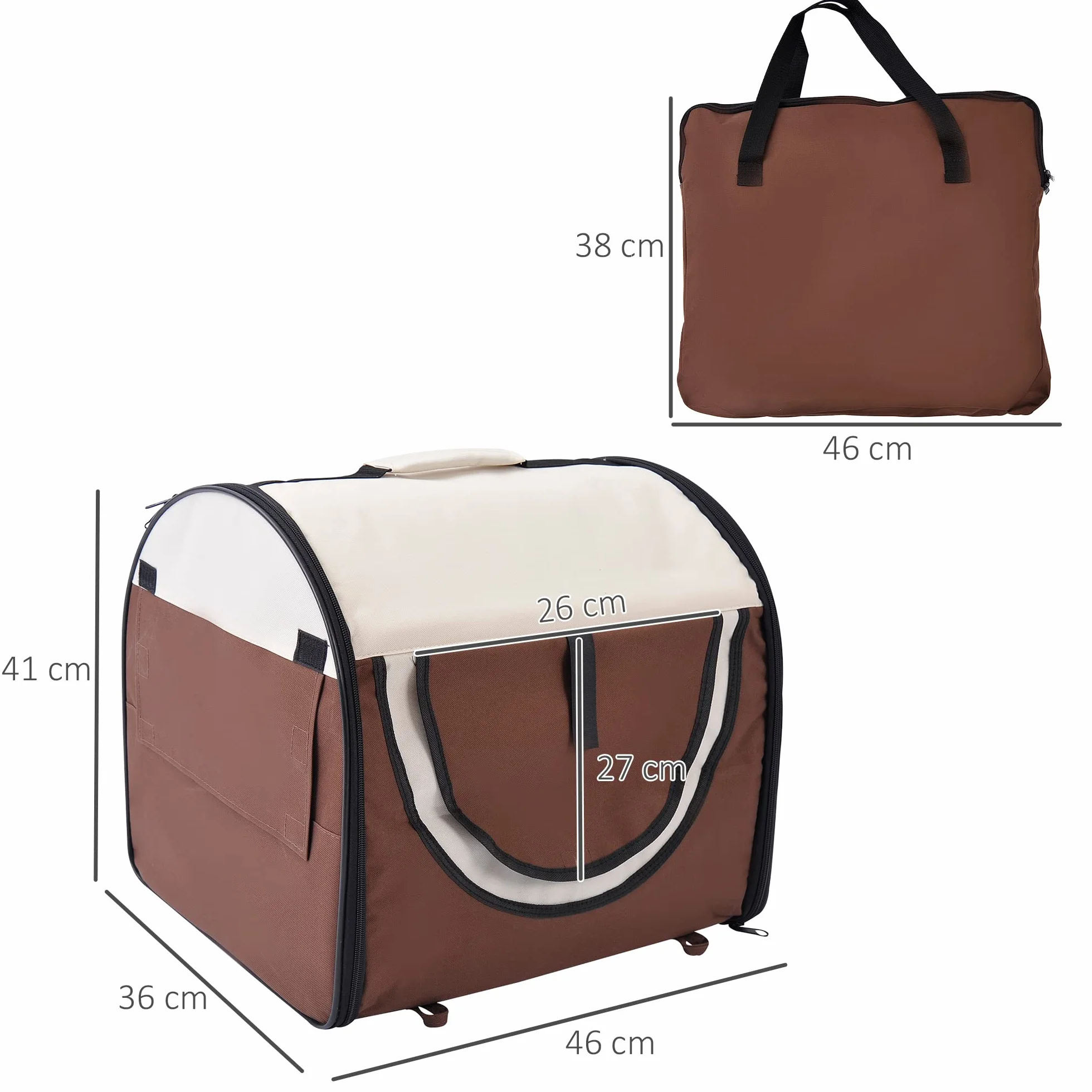 PawHut Sac de Transport pour Chien et Chat Pliable pour Voiture 46x36x41 cm