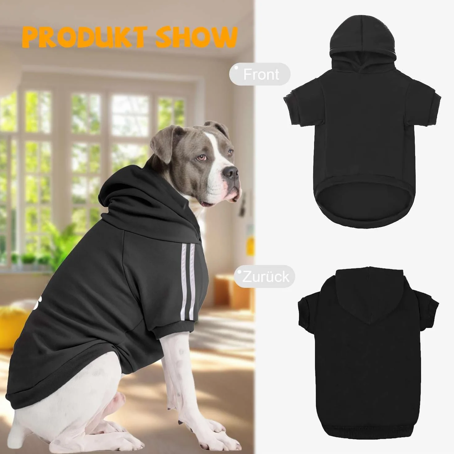 Sweatshirt à Capuche pour Grands Chiens avec Doublure Polaire Noir Rouge 8XL