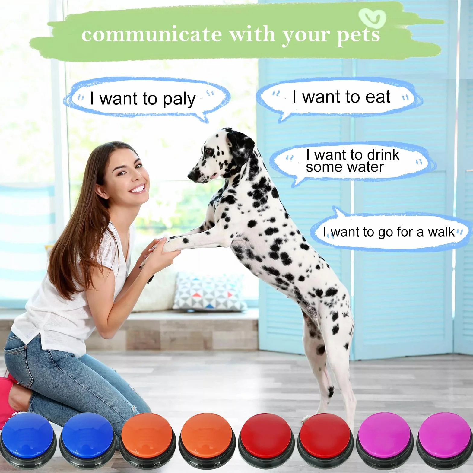 Gelabur 8 pièces Buzzer enregistrable, Buzzer Chien Communication Bouton 30 Secondes d'enregistrement, pour la Formation et Les Jeux pour Animaux de Compagnie