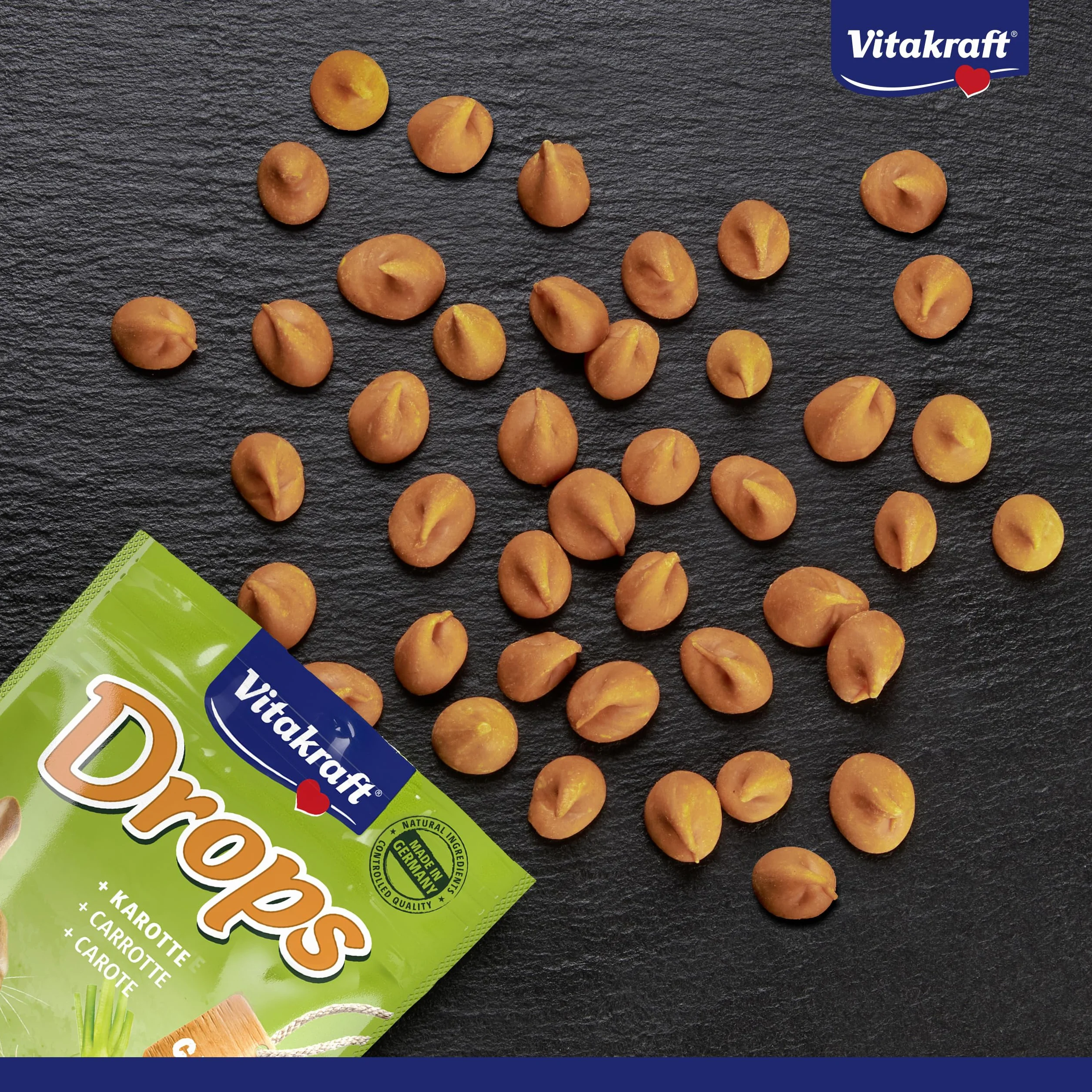 Vitakraft Drops - Friandise pour rongeurs à la Carotte - Recette sans Sucre ajouté (1 x 75g)