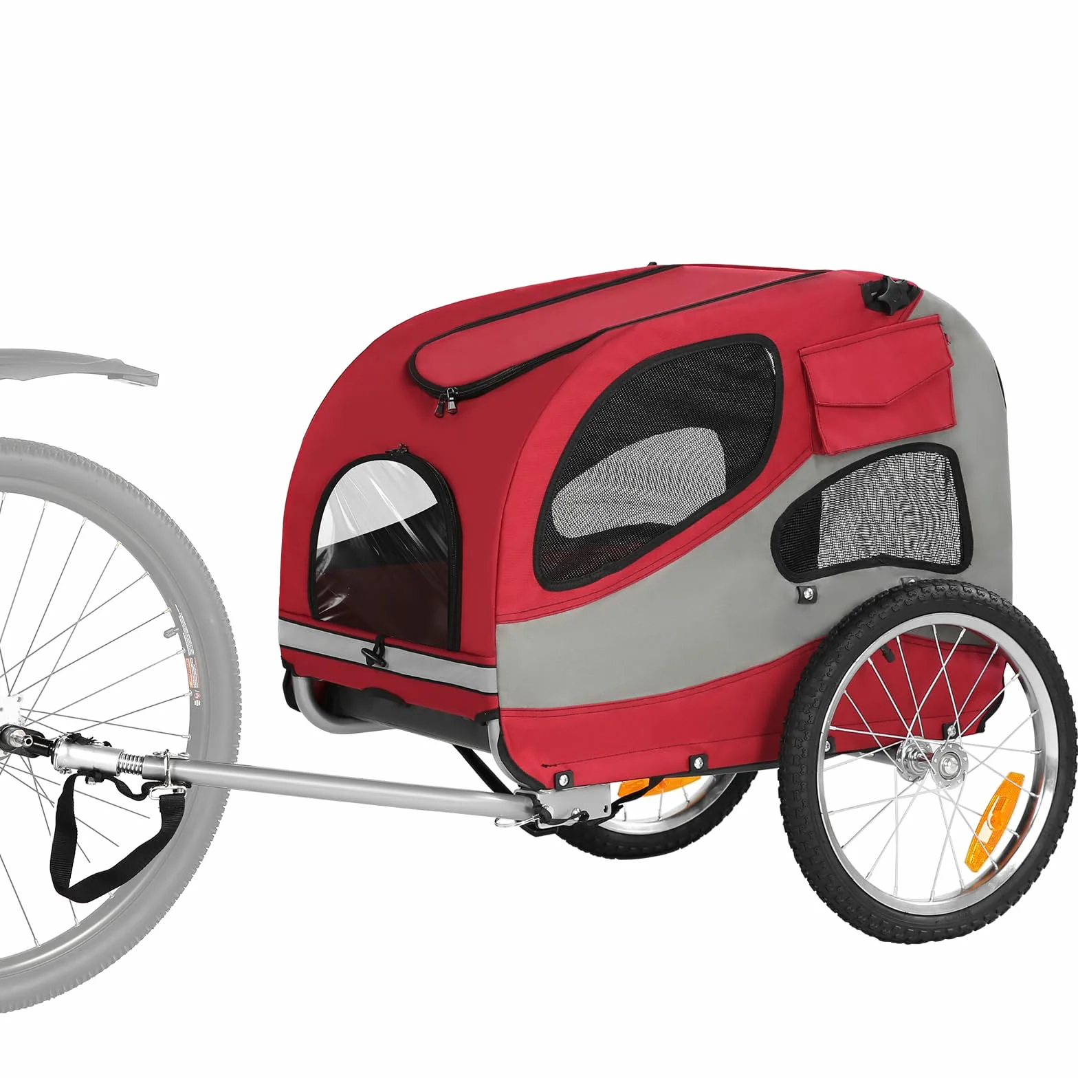 Remorque de vélo Pliable pour Chien avec réflecteurs de sécurité, Sac de Rangement, intérieur rembourré et laisses de sécurité, Transporteur pour Chien jusqu'à 30 kg