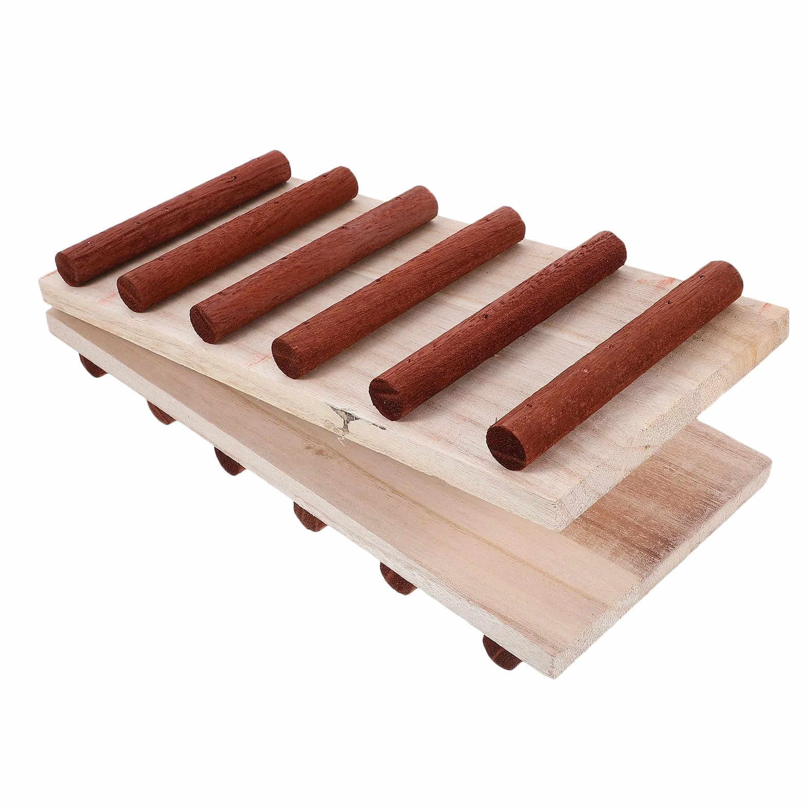 SHINEOFI Échelle en Bois pour Petits Animaux Matériau Naturel et Sûr, pour Cage, Favorisant Exercice et Jeu sans Bavure, Couleur Kaki