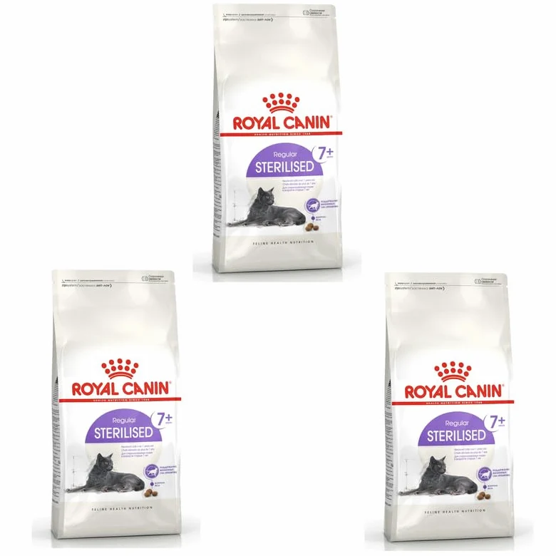 Royal Canin Regular STERILISED 7+ | Pack de 3 | 3 x 400 g | Aliment Complet pour Chats stérilisés | Peut contribuer à Soutenir la Fonction rénale et urinaire
