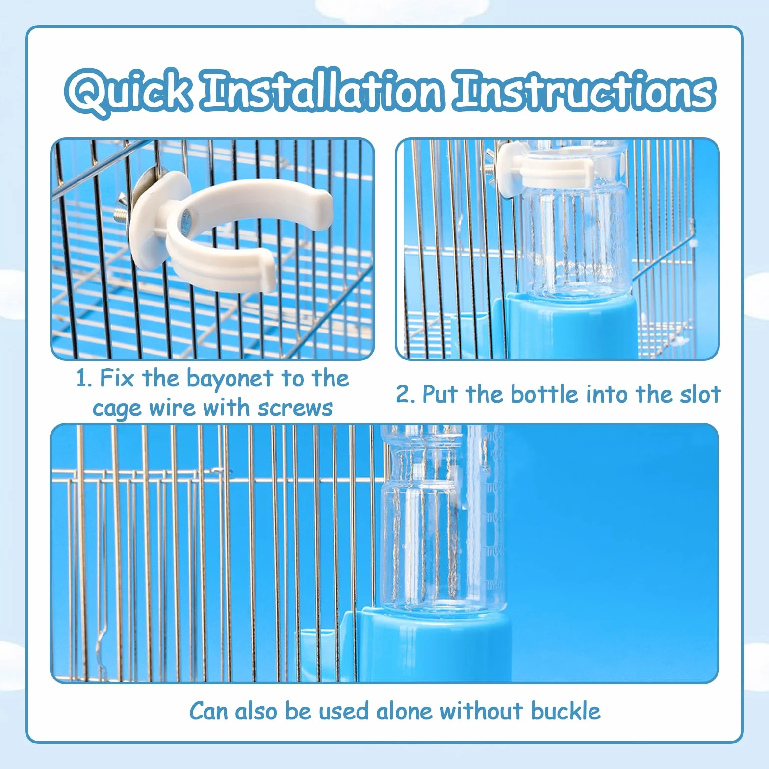 Lot de 3 abreuvoirs pour oiseaux - Distributeur d'eau automatique pour cage - 140 ml