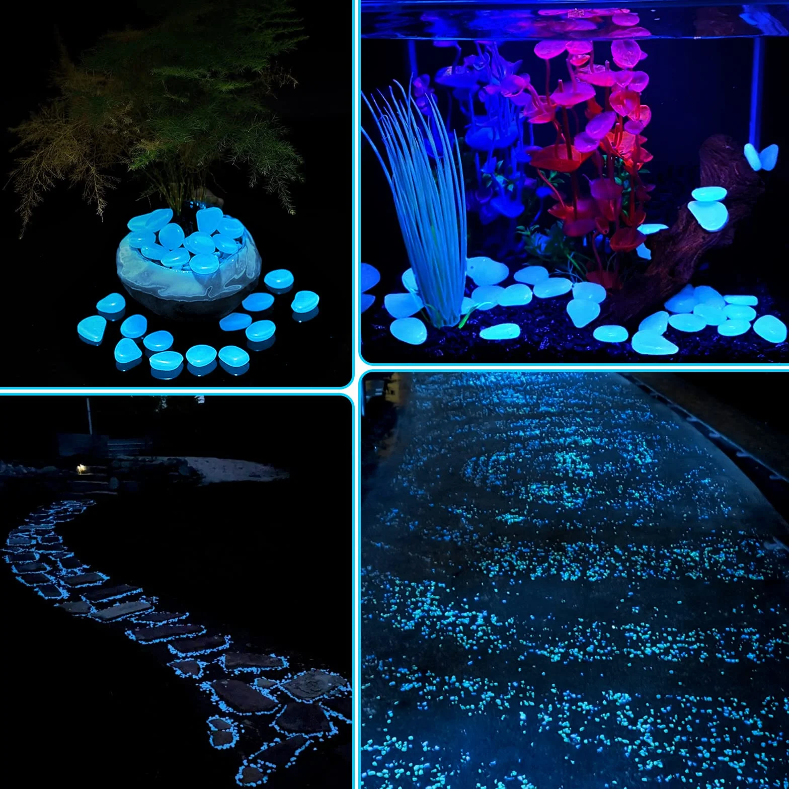 300 Pièces Pierre Lumineuse, Pierres Décoratives de Pot de Fleur, Cailloux Aquarium, Gravier Aquarium, Jardin Decoration Extérieur
