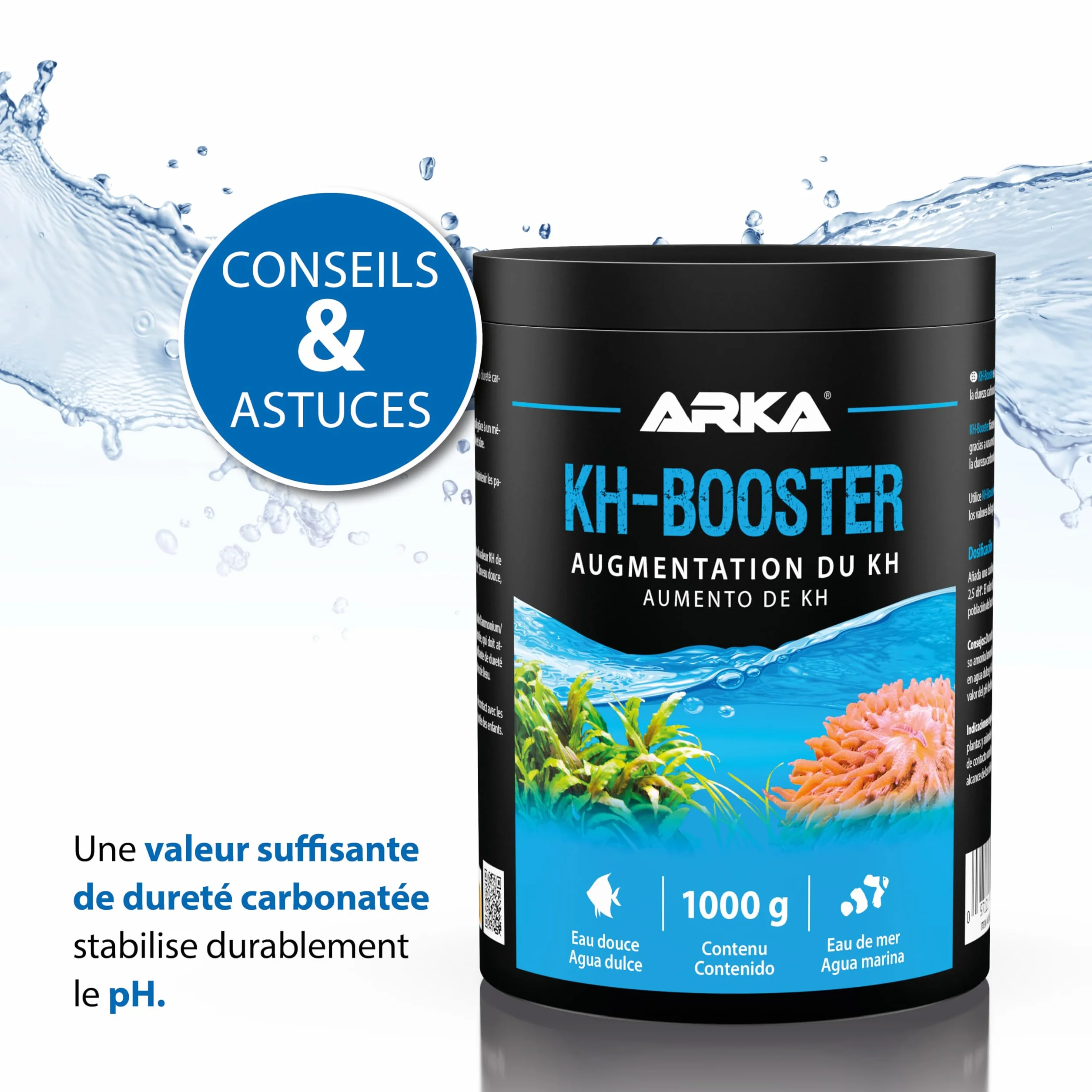 Augmenteur KH Aquarium 500 g Poudre Tampon pH pour Eau Douce Marine stabilise paramètres protège biofiltre favorise Nitrification Eau Claire équilibrée