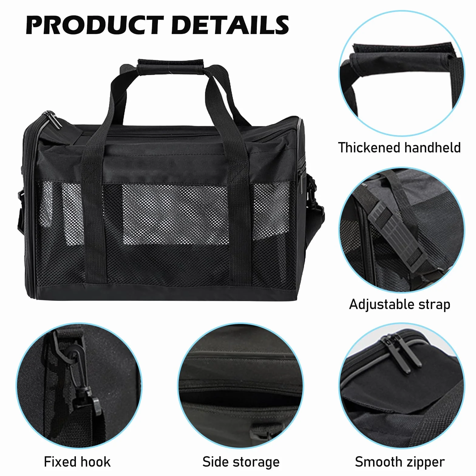 Sac de transport MEYAGOT pour chat et chien, pliable, respirant, avec gamelle, pour voyage, visites vétérinaires et sécurité temporaire, en tissu Oxford beige, jusqu'à 9 kg