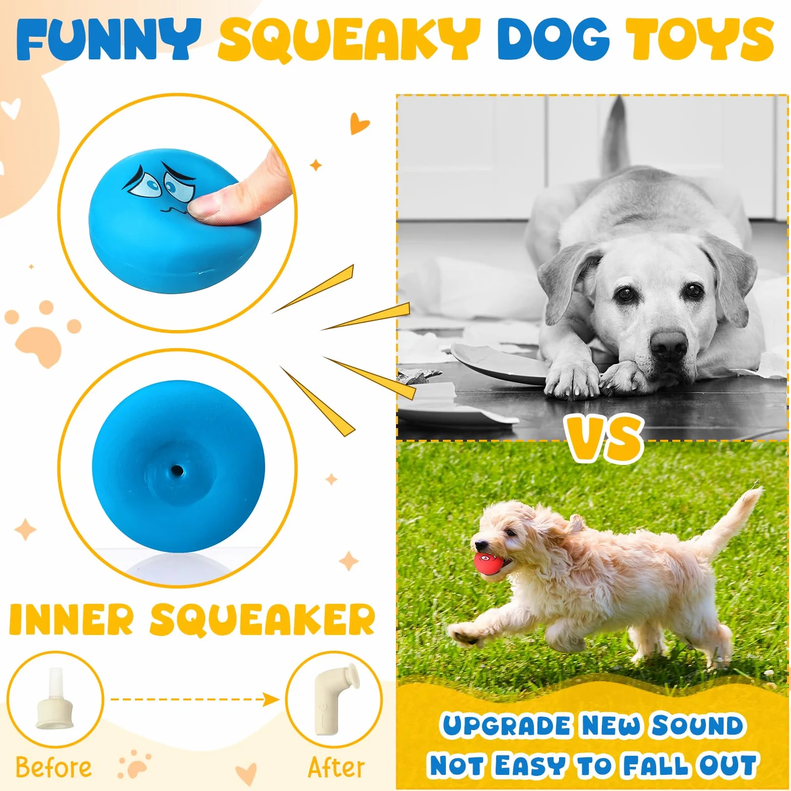 Hungdao Lot de 40 jouets couineurs interactifs pour chiens de petite taille en caoutchouc latex souple avec visage amusant pour dressage de chiens de petite taille