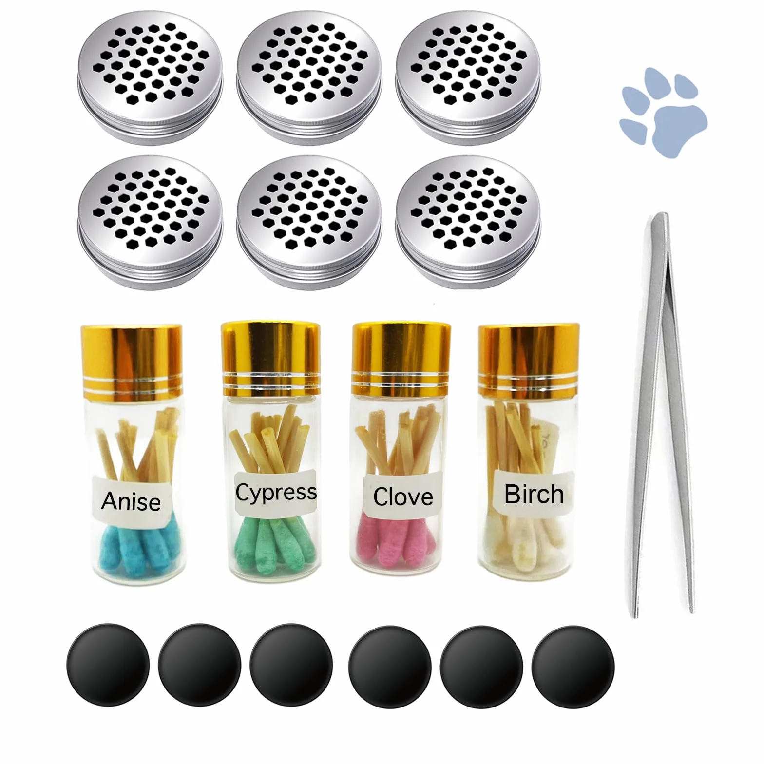 Aluminium Kit dressage chien conteneurs magnétiques à pois 6 boîtes 4 parfums