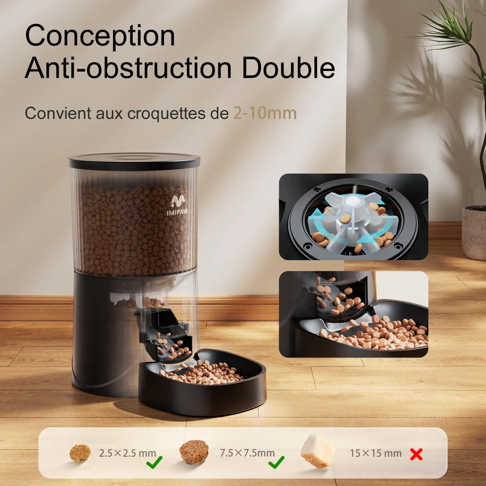 IMIPAW Distributeur Croquettes Chat Automatique WiFi 5G 2.4G Contrôle App 10 Repas par Jour 4L Mangeoire Nourriture Sèche
