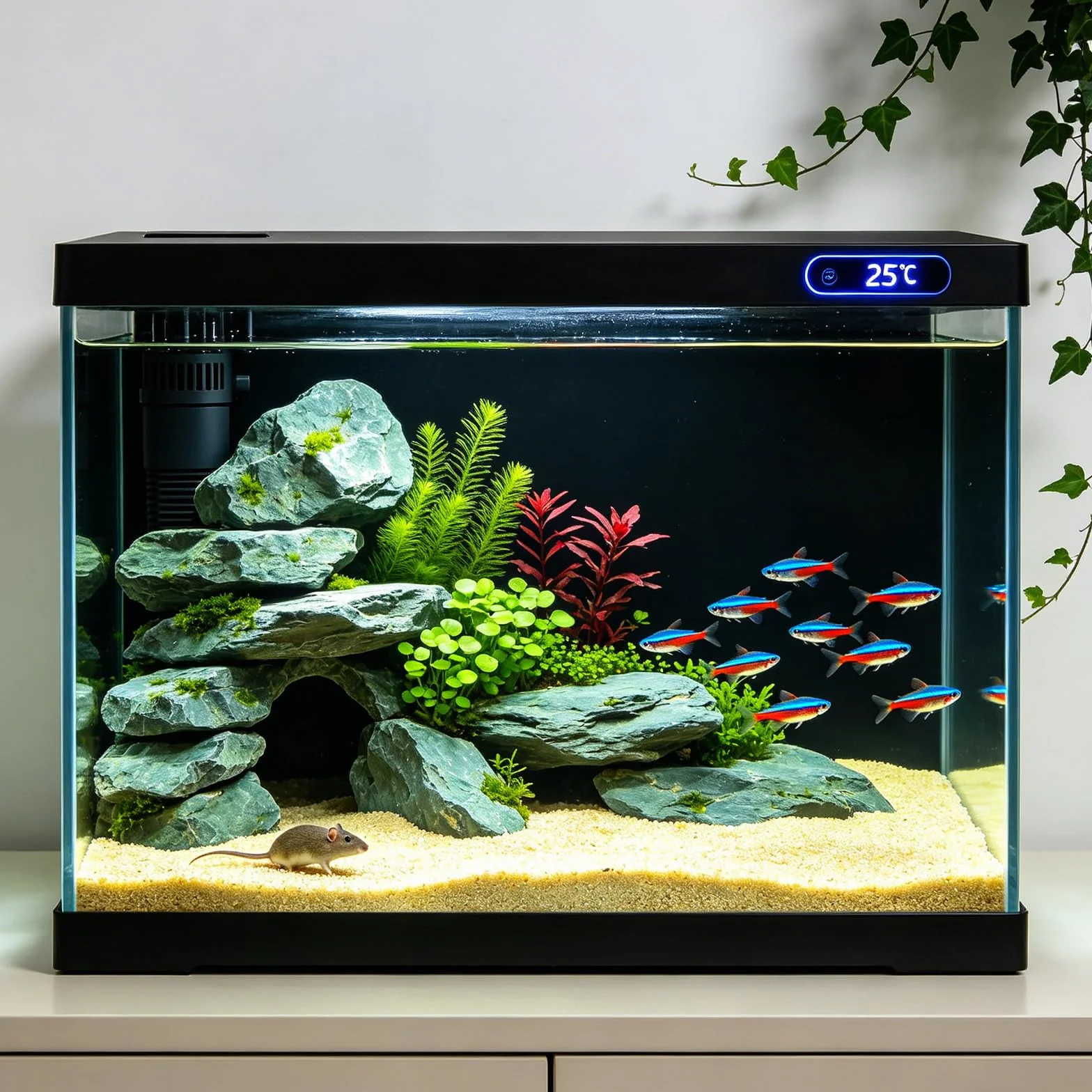 Fond d'aquarium Statique Noir Autocollant PVC 30cm*200cm