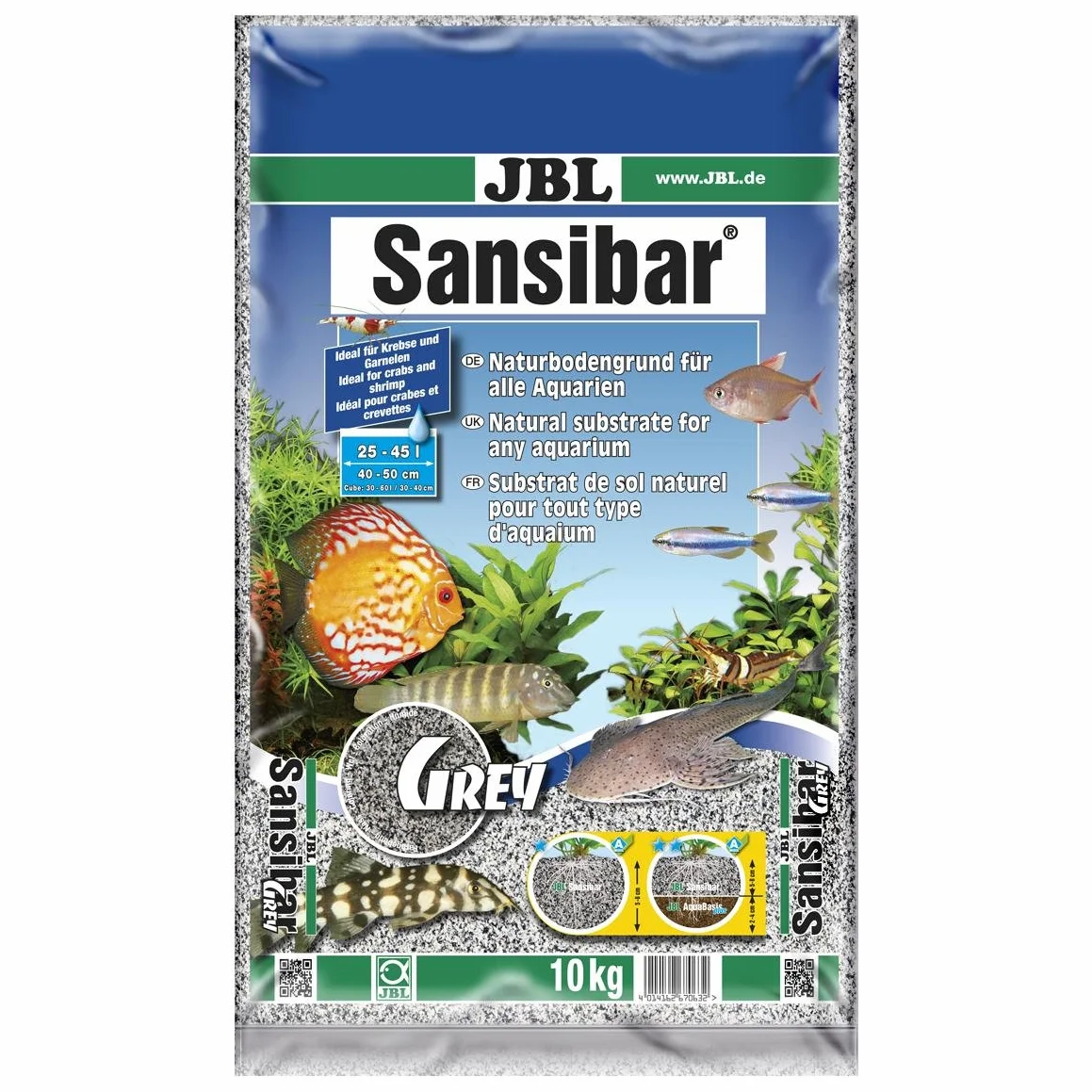 JBL Sansibar Substrat/Gravier pour Aquariophilie Gris 10 kg
