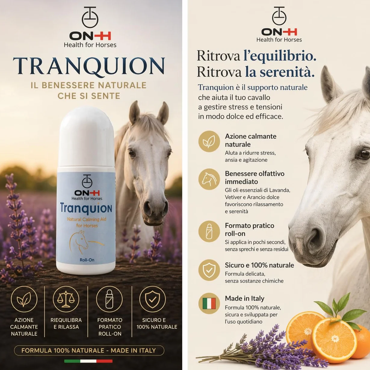 ON-H TranquiON Roll-On pour Chevaux | Gel Apaisant Naturel | Application Localisée Roll-On | Idéal avant Transport, Compétition et Entraînement | Apaisant sans Sédation | Usage Quotidien