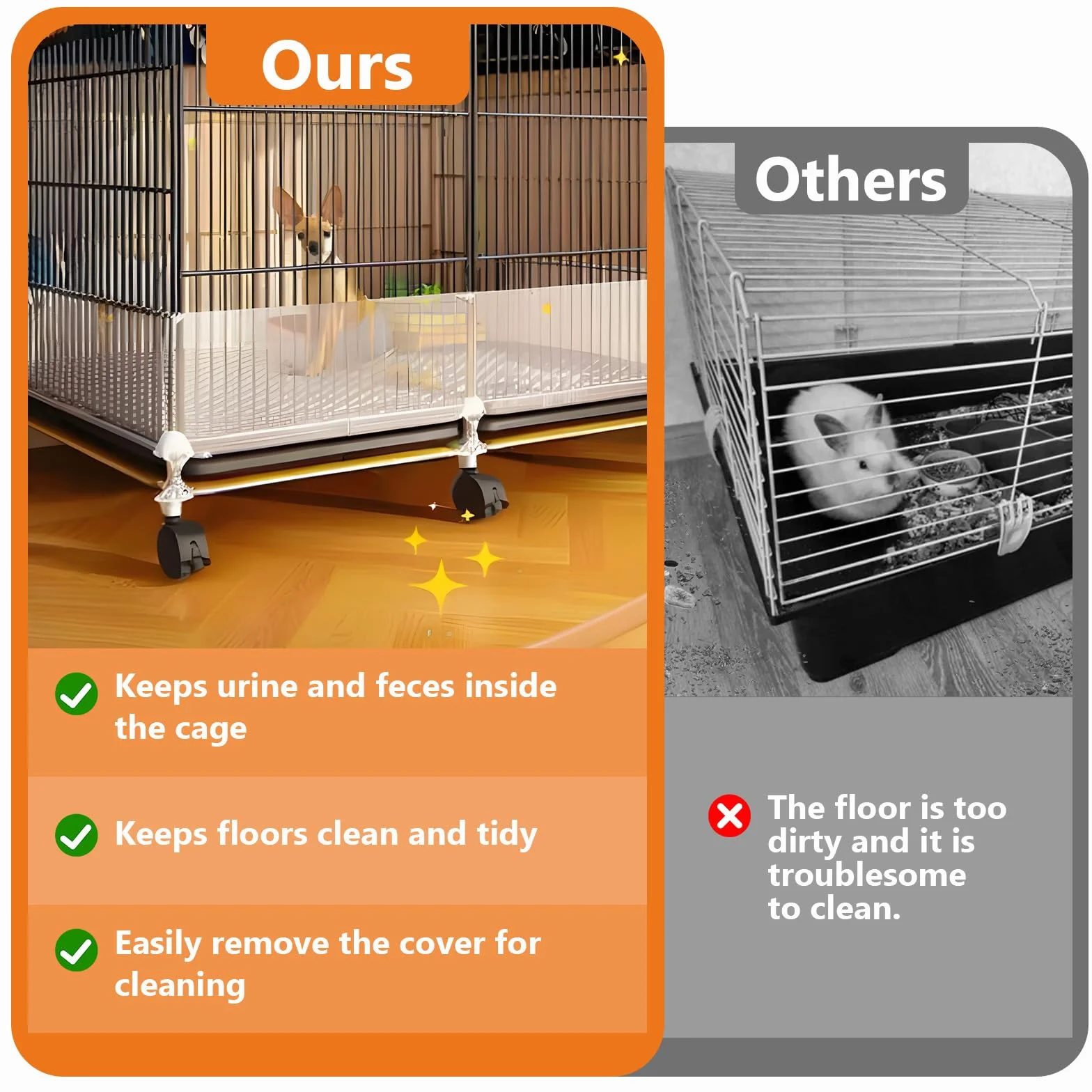 Lot de 12 protections de cage pour animal de compagnie, protection des bords transparents, 25,4 x 21,6 cm