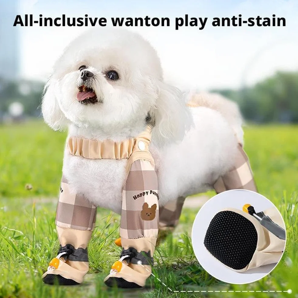 Pantalons anti-saleté imperméables pour chiens avec bretelles, chaussures antidérapantes