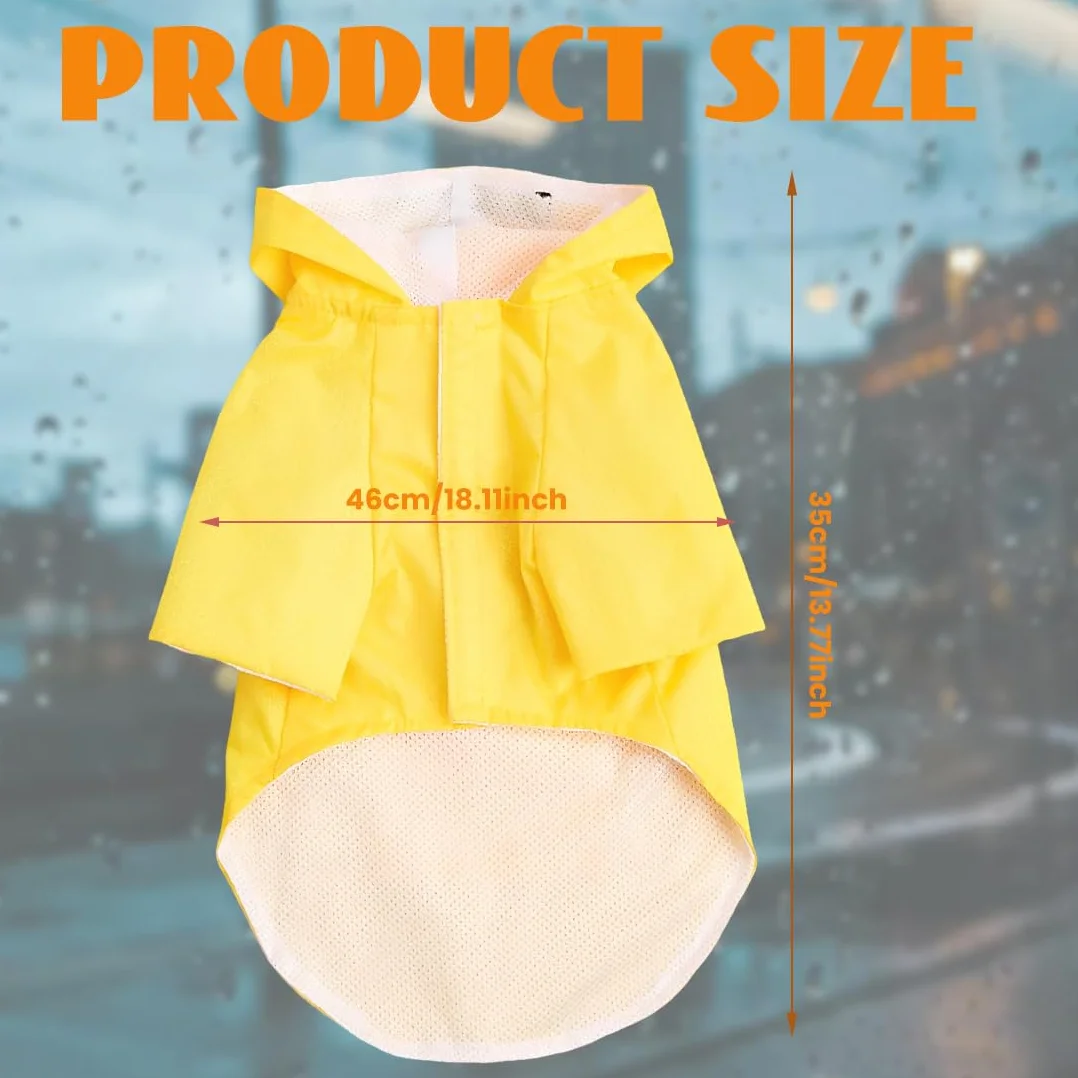 Manteau de Pluie pour Chien avec Chapeau Bandes Réfléchissantes L Jaune