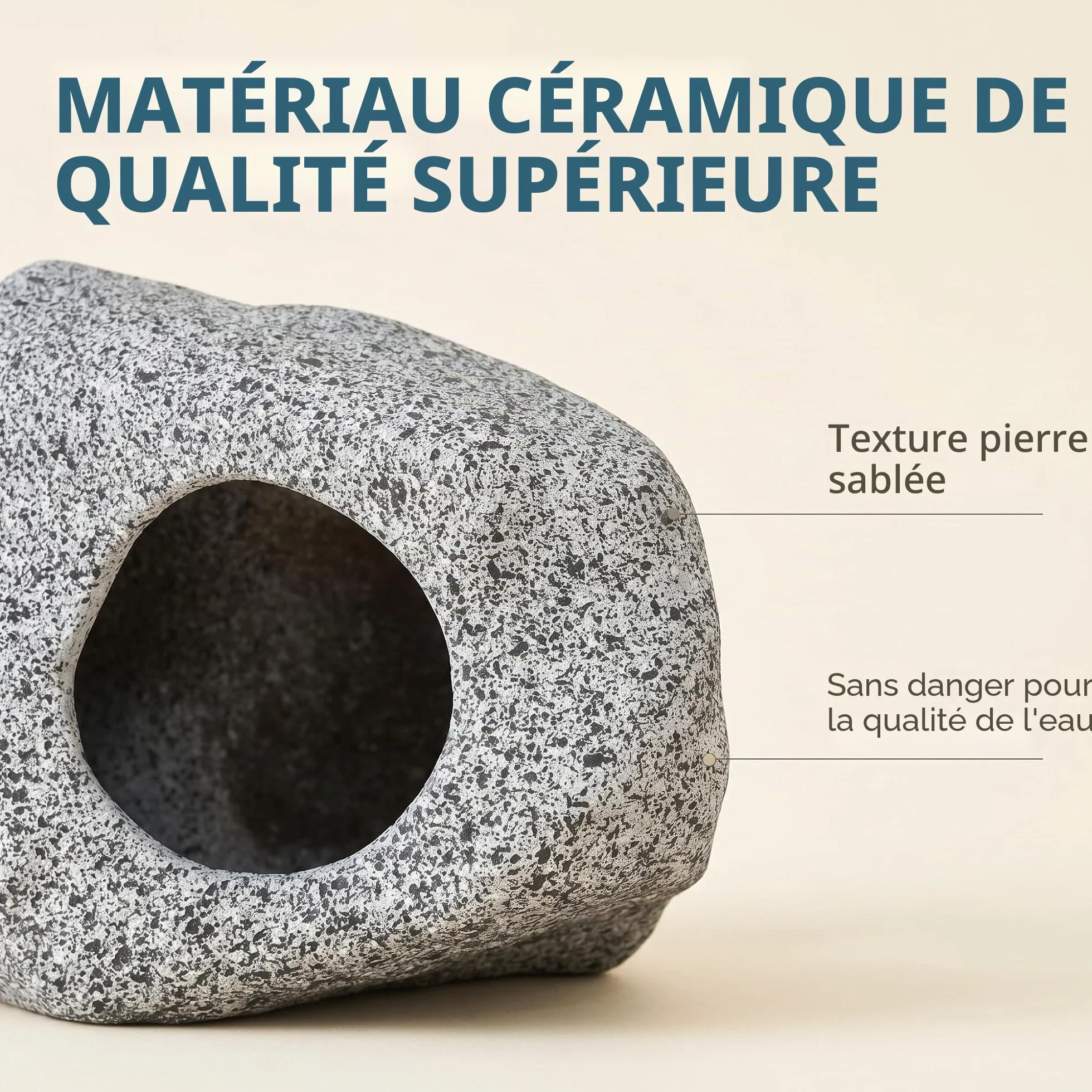 SpringSmart Cachette d'aquarium en céramique pour animaux aquatiques reproduction jeu repos ornement non toxique pierre décorative combattant
