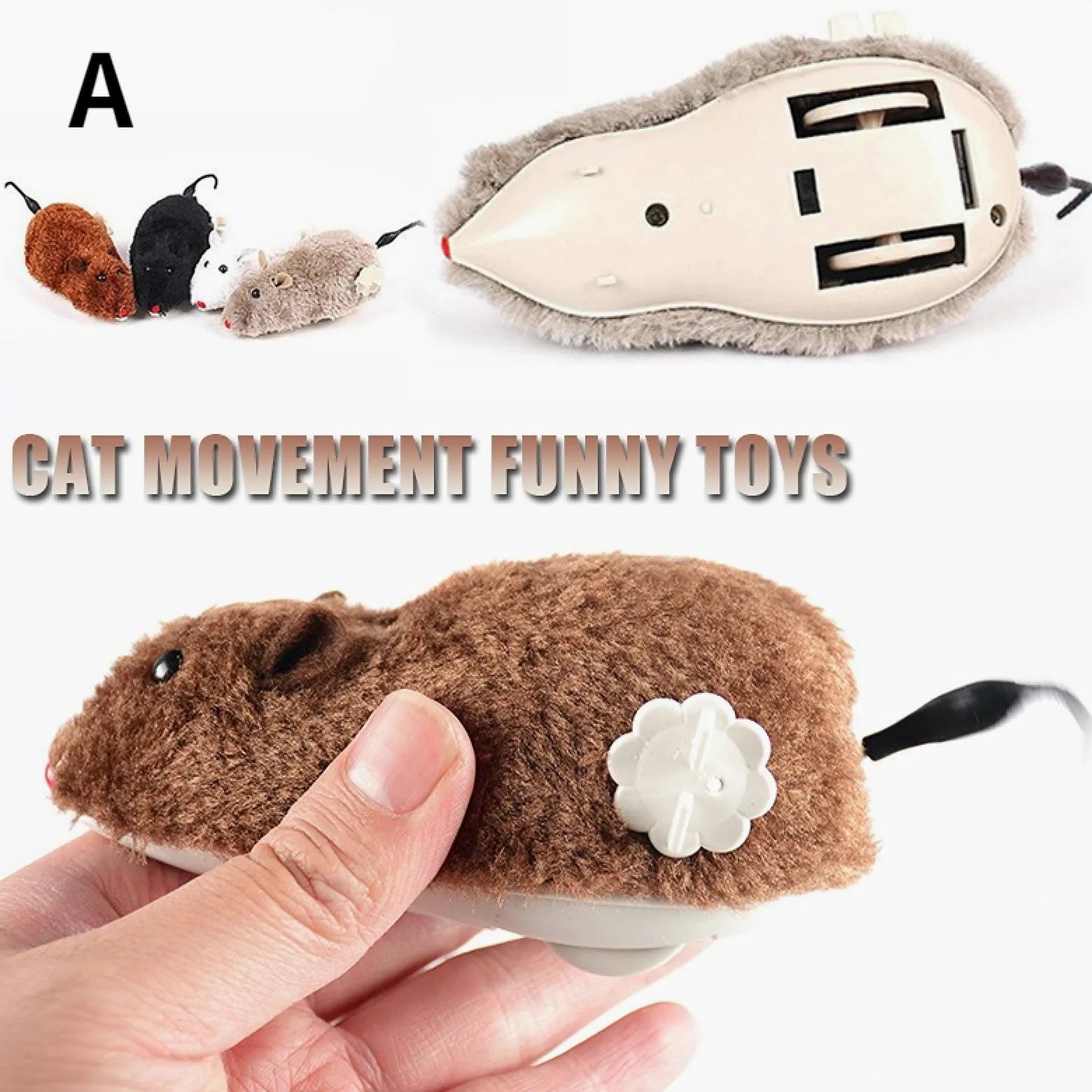 Jouets pour Chats, Jouets for Chat, Souris mécanique à Ressort, Jouet en Peluche, Mouvement, Rat, Chien, interactif for Animaux de Compagnie, 4 pièces