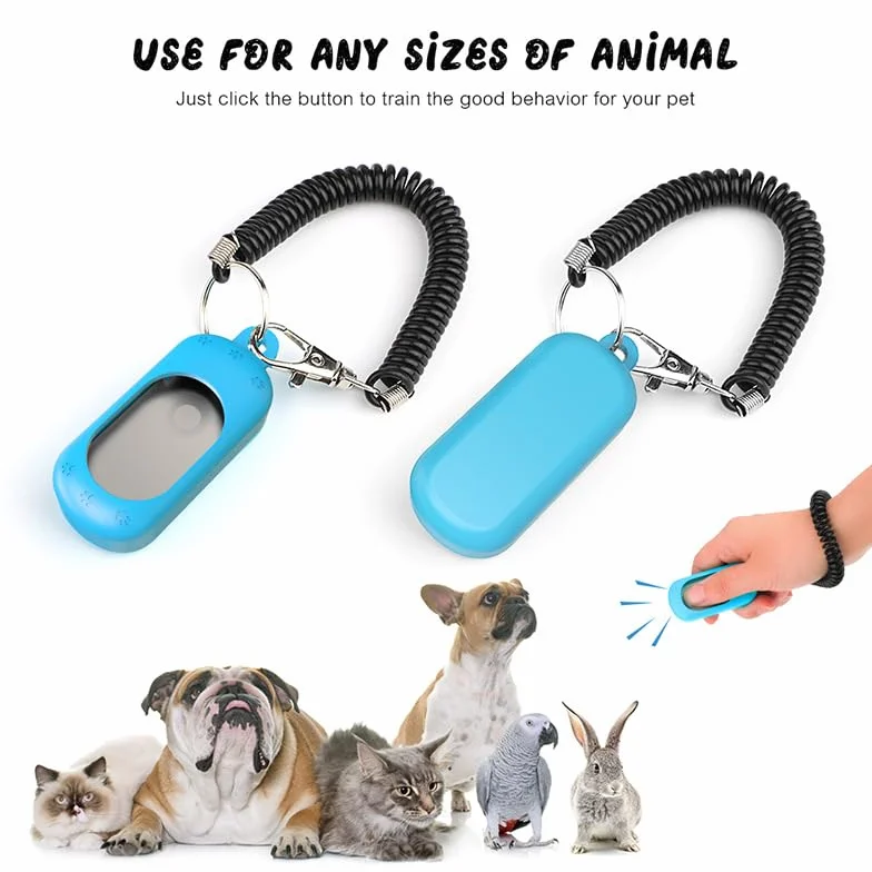 Clicker pour chien, 5, durable, portable, outil d'entraînement interactif avec bout des doigts, clicker d'entraînement avec extension, convient également pour les chats et les chevaux