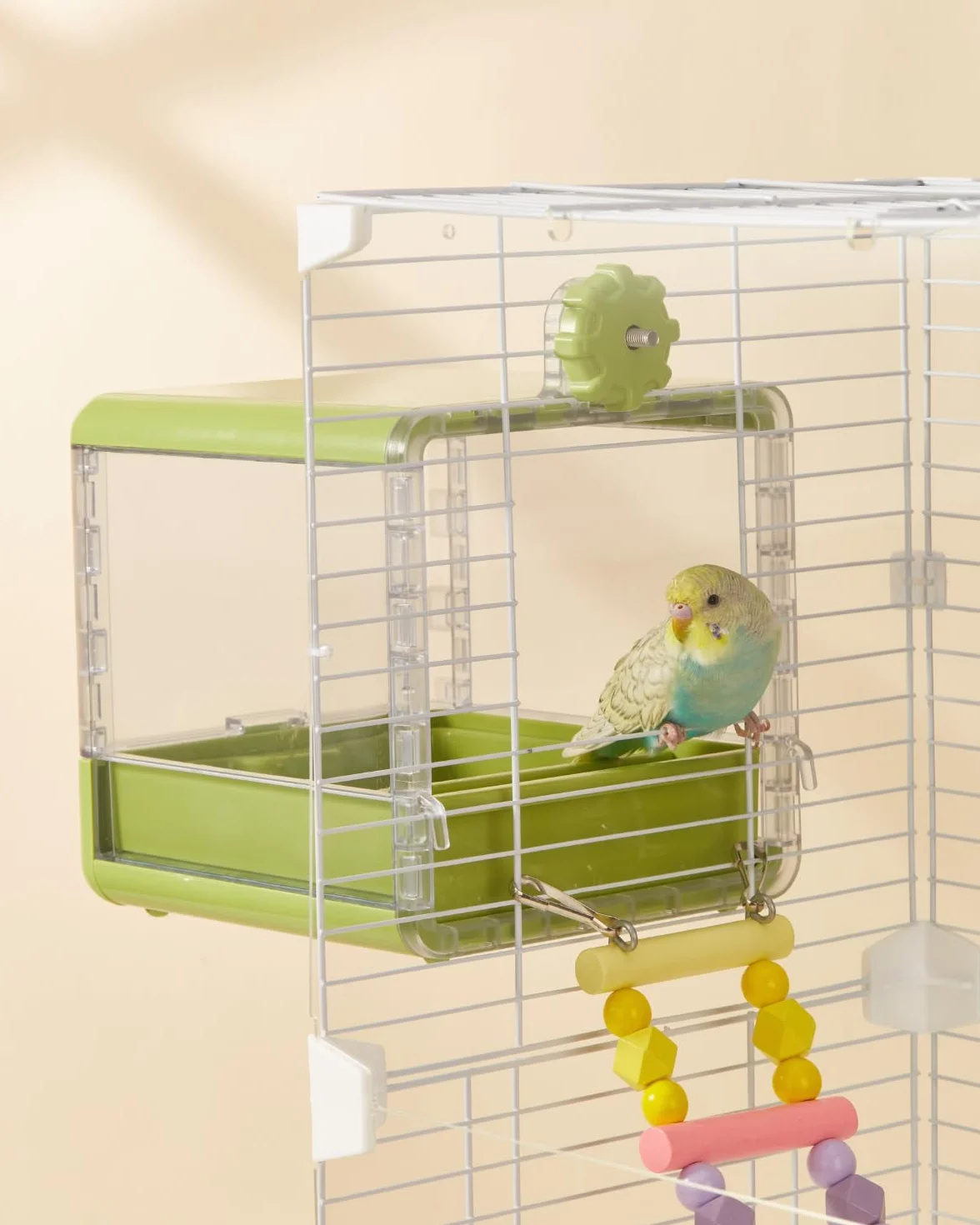Bain d'oiseaux pour Cage, Bol Suspendu pour Oiseaux, Accessoires pour Cage à Oiseaux adaptés aux Oiseaux de Petite et Moyenne Taille, perroquets, inséparables, pinsons, perruches (Vert)