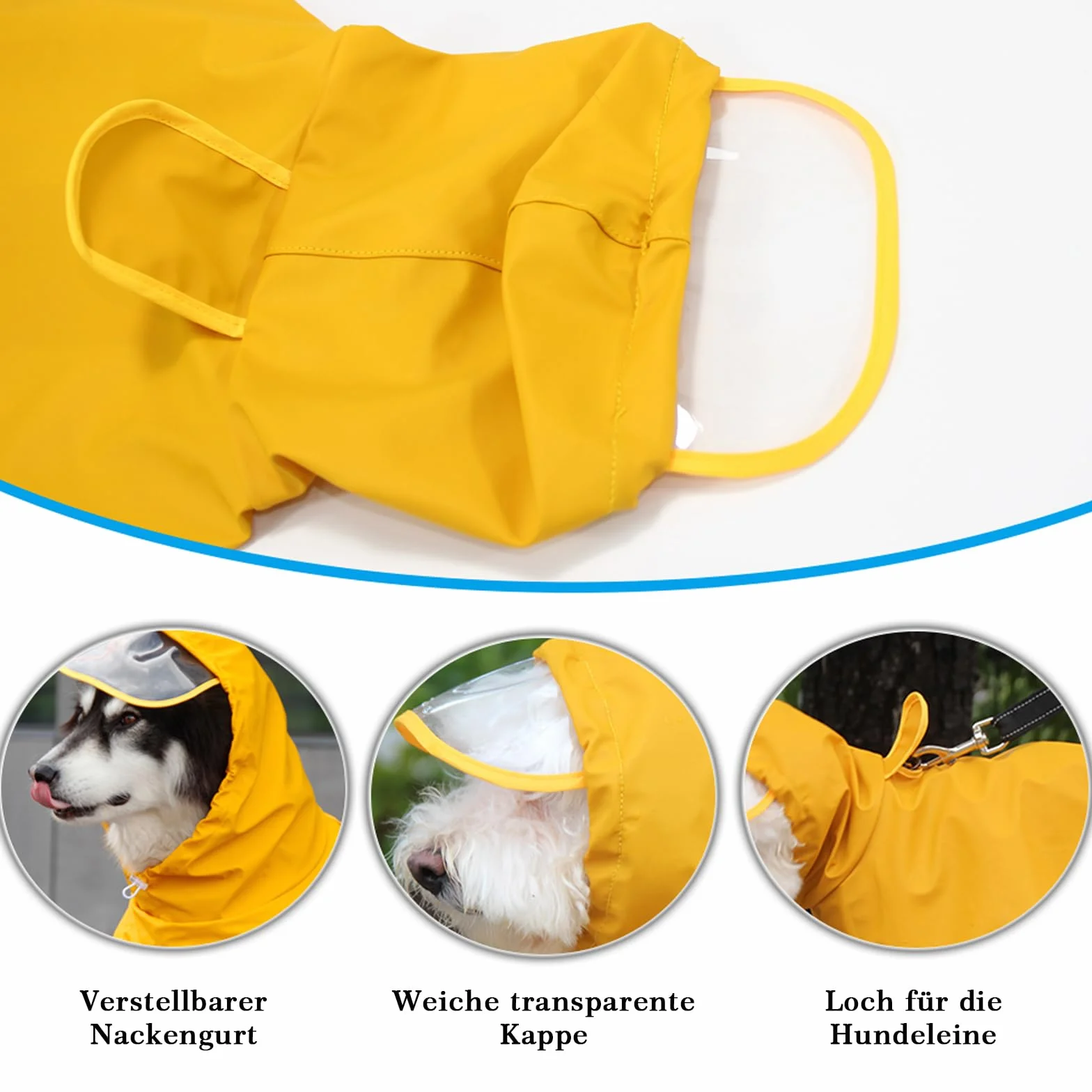 Impermeable Chien pour Chiens avec Capuche Transparente - Manteau Chien Imperméable, Convient Aux pour Petits, Moyens et Grands Chiens (7XL)