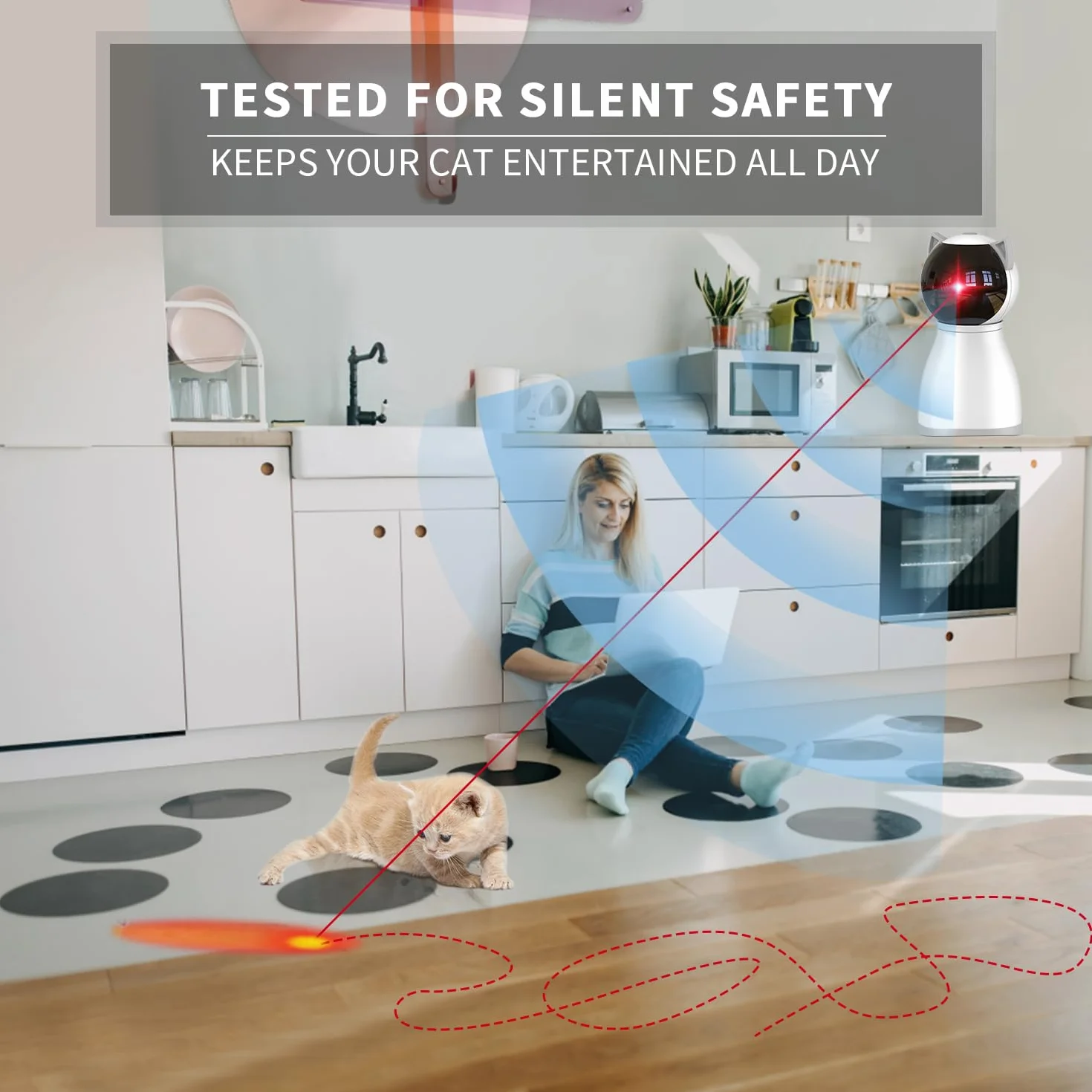 Petiepaw Jouet pour Chat Laser Automatique Rechargeable avec Trajectoire Aléatoire, Interactif pour Intérieur