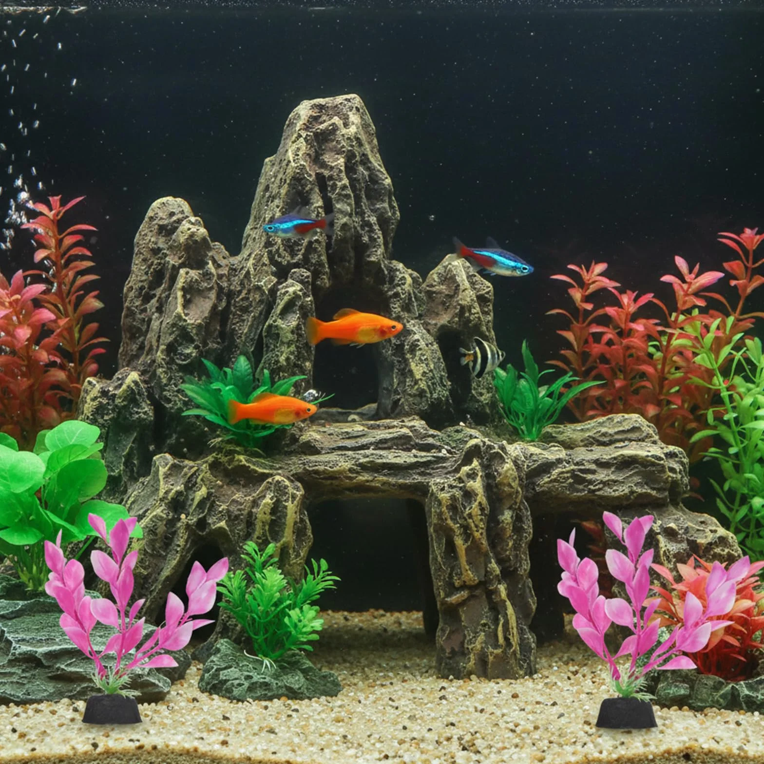 Plantes d'aquarium Betta 10,2 cm, lot de 2, décoration, herbe décorative (rose)
