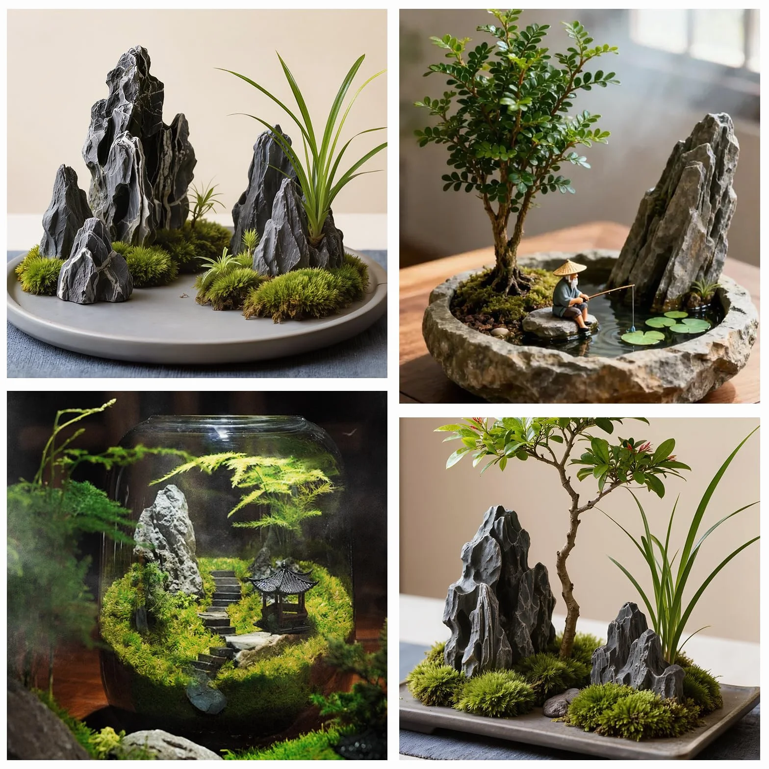 Pierres d'aquarium Mini Paysage Naturelles Seiryu Stone 3cm à 6 cm Mini Paysage 1 Kg Pierres Aquarium Décor Paysage Paludarium Habitat Amphibien