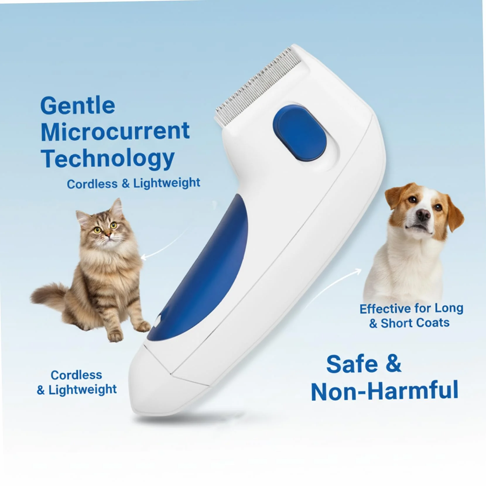 Peigne électrique anti-puces pour chats et chiens, brosse rechargeable