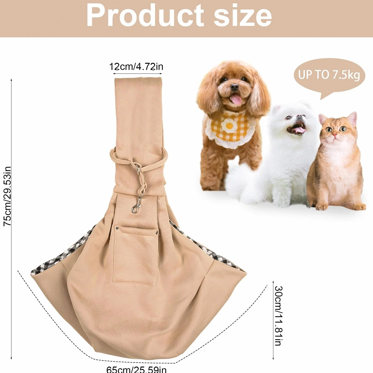 Sac de Transport Chat Kaki 6 kg pour Promenades et Randonnée