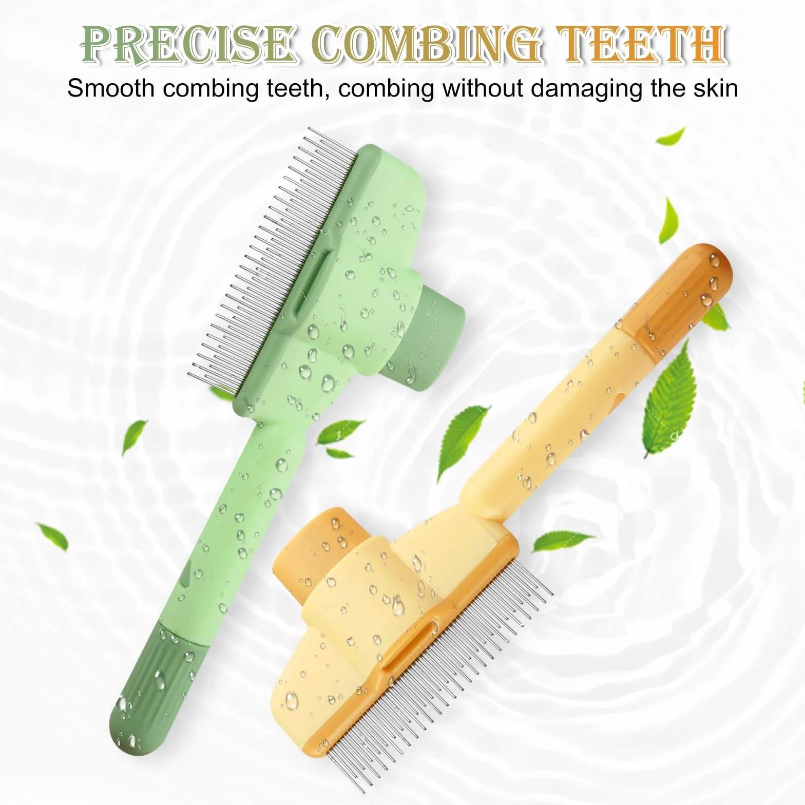 Brosse pour Chat Autonettoyant 2 Pièces, Peigne pour Chats Poil Long et Court, Brosse Attrape Poils avec Bouton de Déverrouillage