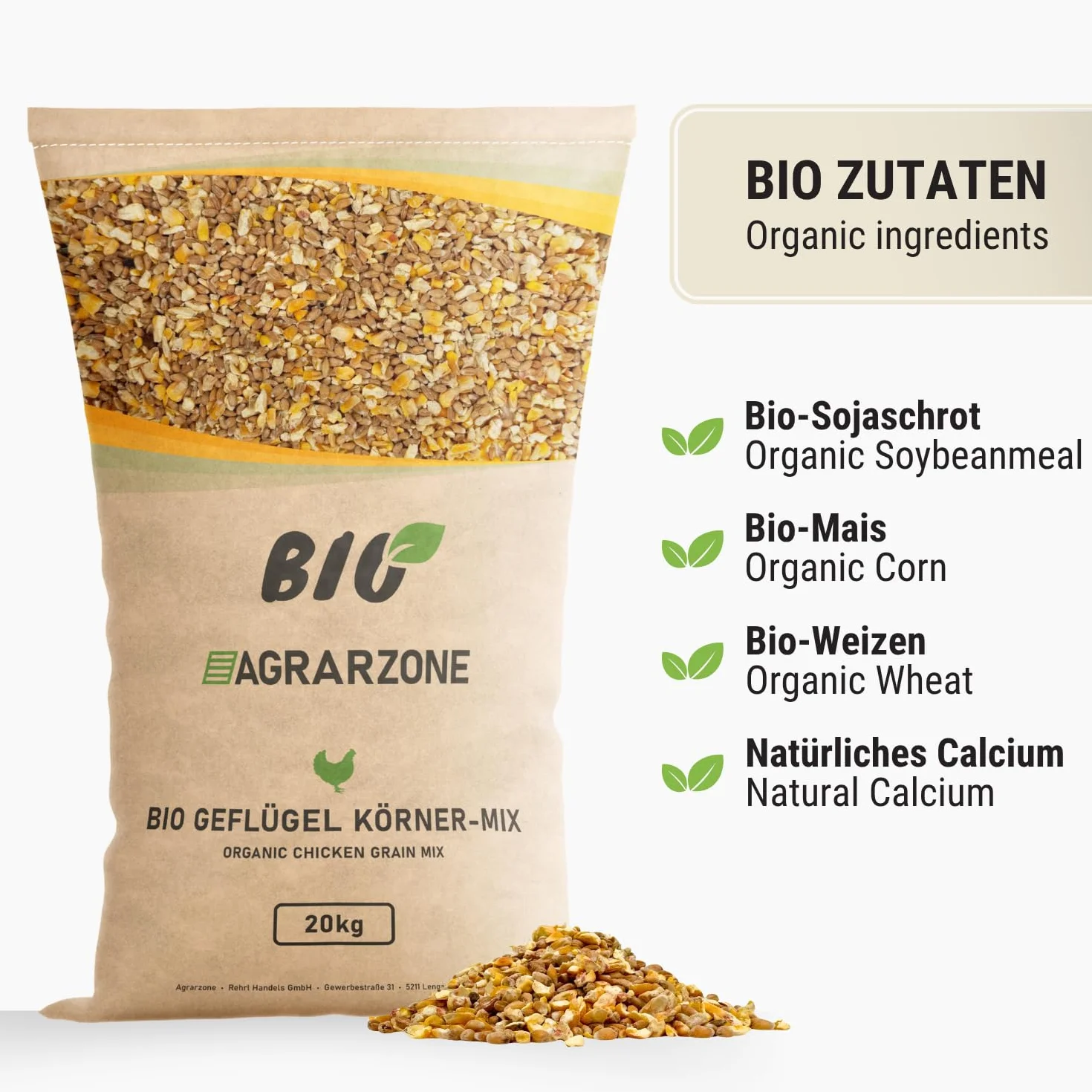 Agrarzone Aliment Bio pour Poules 20kg Muesli Premium - 100% Bio Autrichien sans OGM
