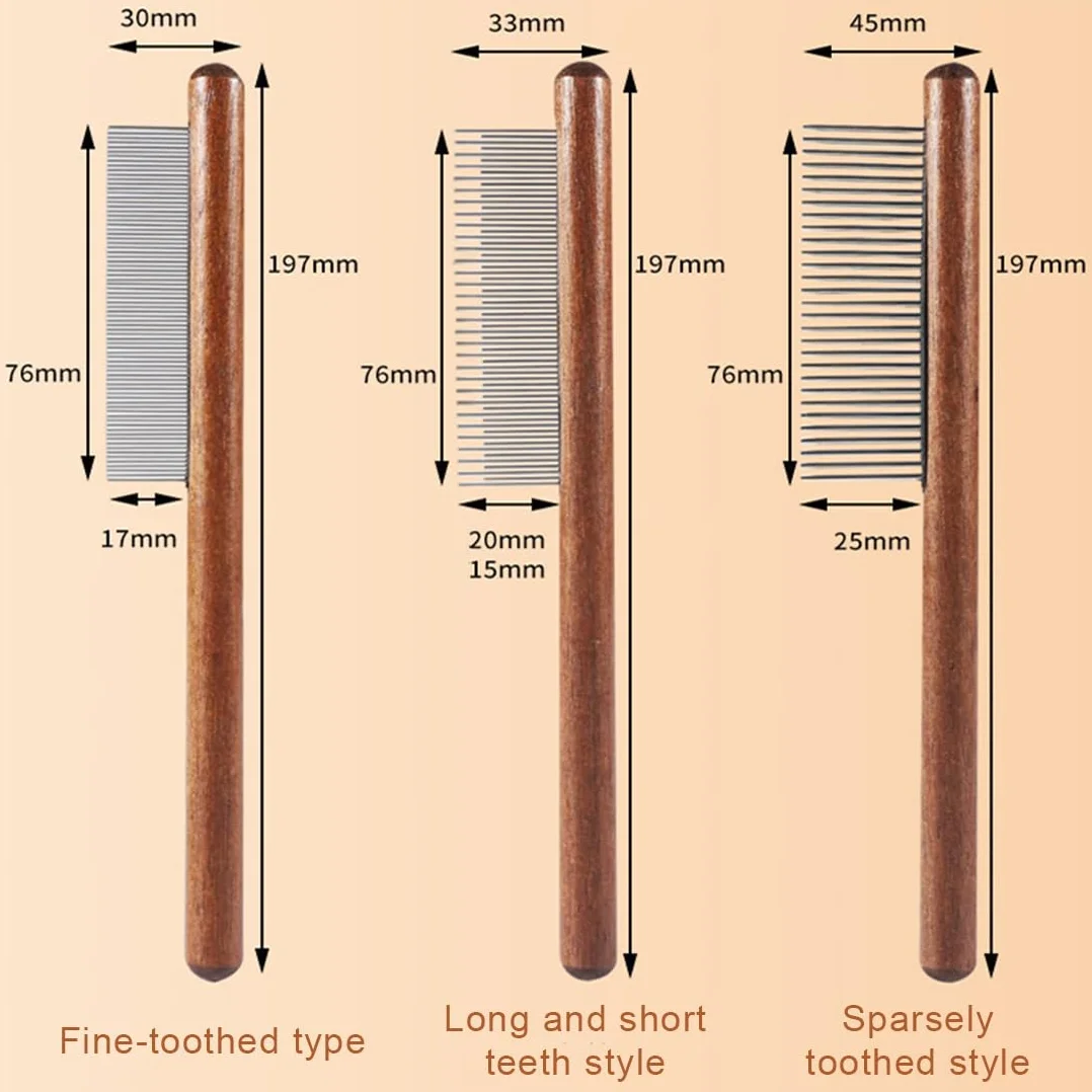 Brosse Chat Poil Long Acier Inoxydable 3 Pièces, Peigne Anti-Poil Noué