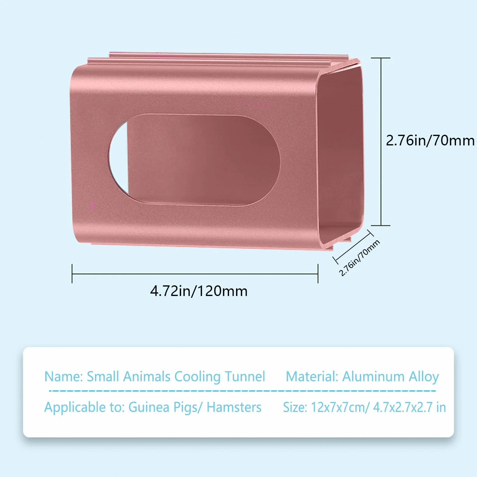 Jouets Tunnel rafraîchissant pour Hamsters, Maison rafraîchissante pour Hamsters, cachette Suspendue en Aluminium pour Hamsters Nains, Hamsters syriens, Geckos léopards (Rose, 12x7x7cm)
